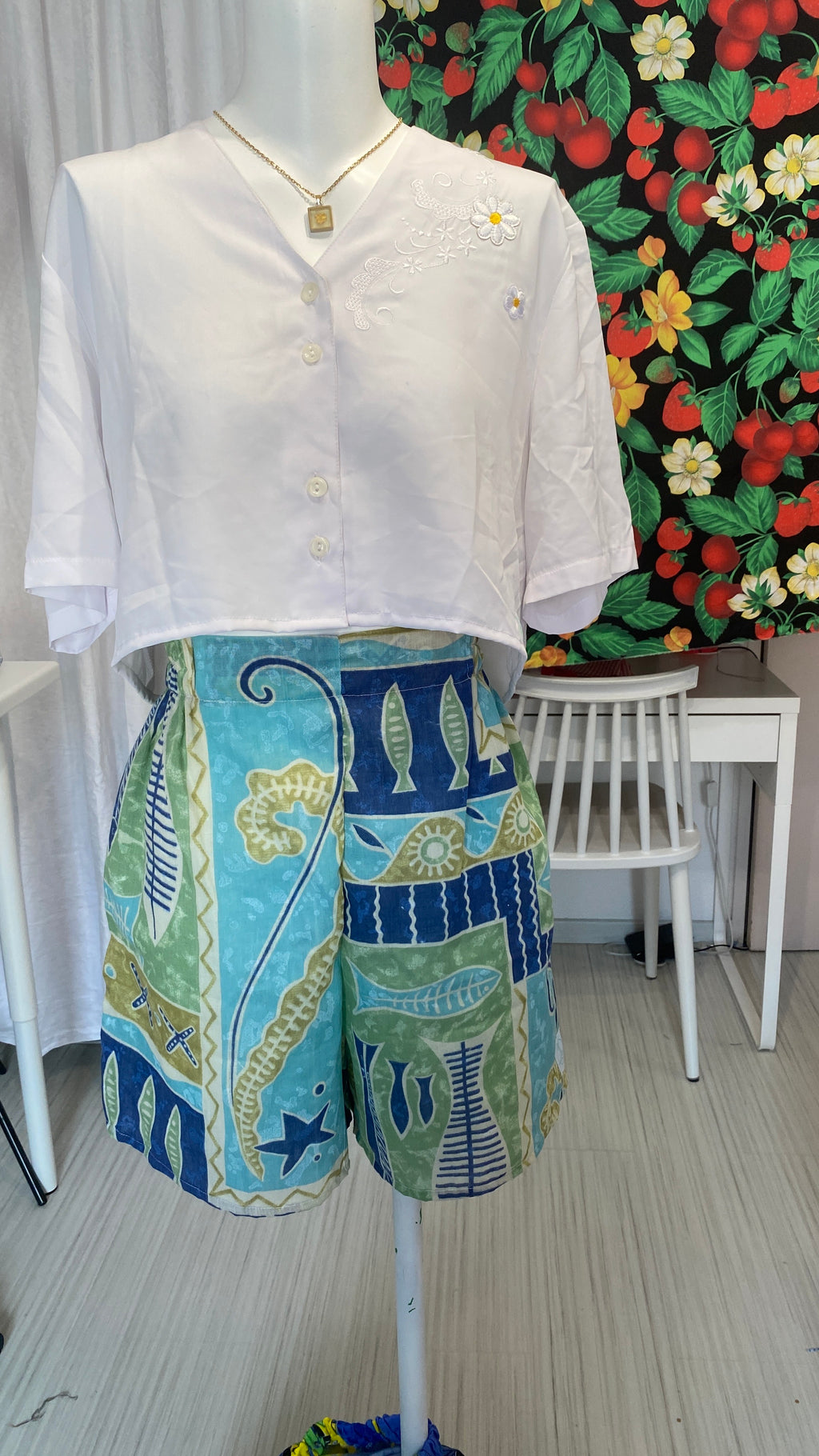 Short • T.XS/S, M et XL • Short upcyclé motifs marins