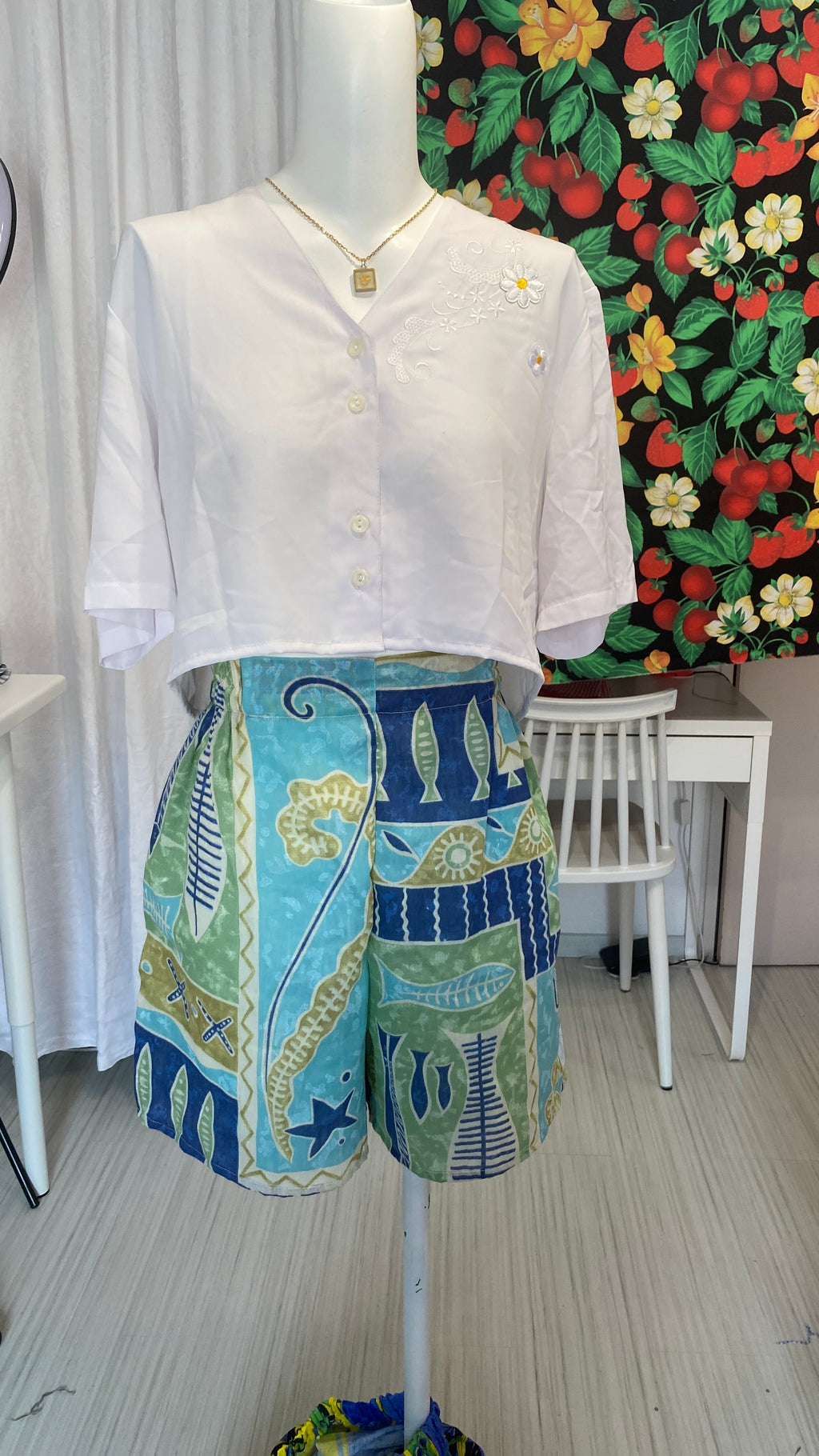Short • T.XS/S, M et XL • Short upcyclé motifs marins