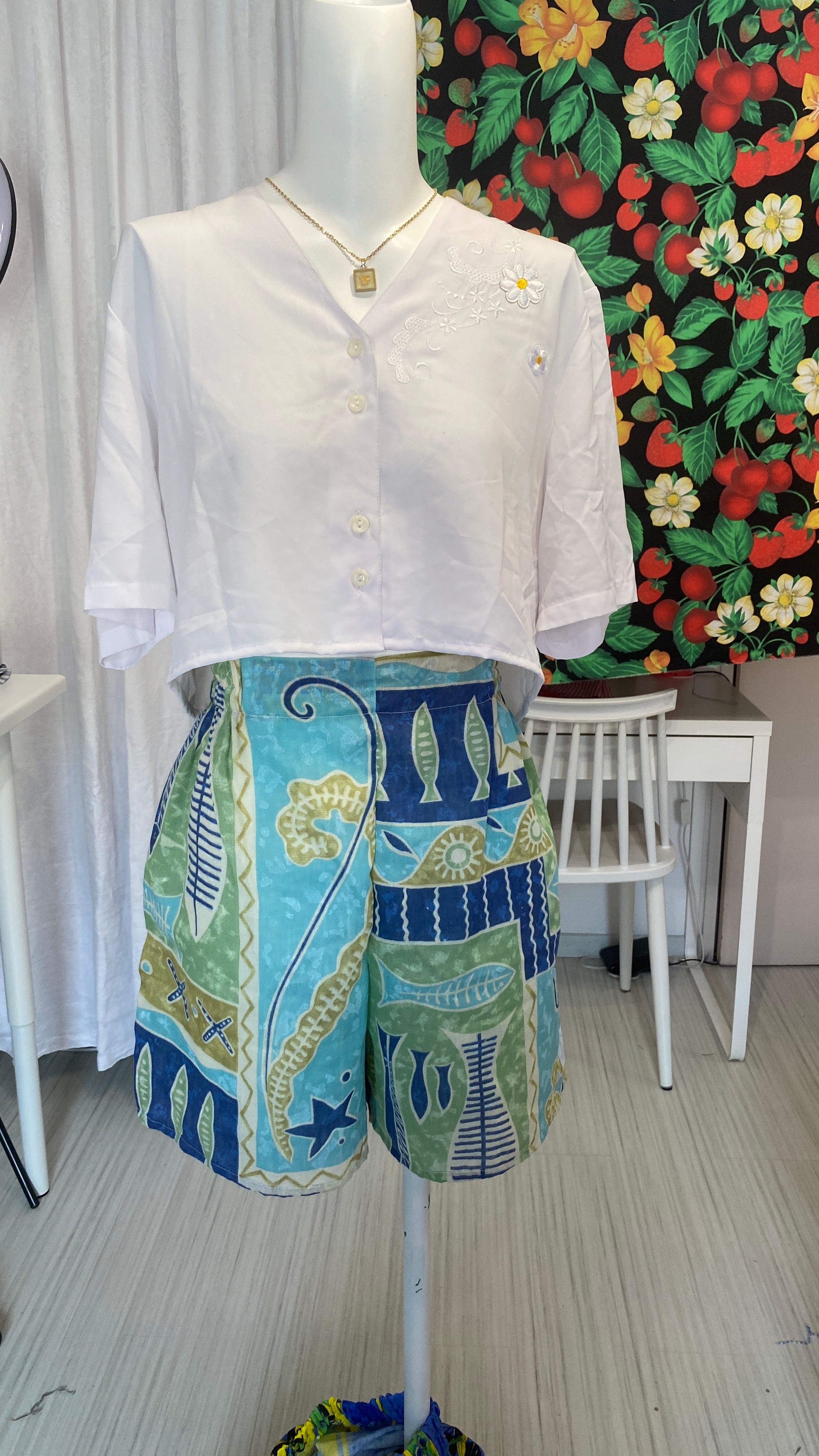 Short • T.XS/S, M et XL • Short upcyclé motifs marins