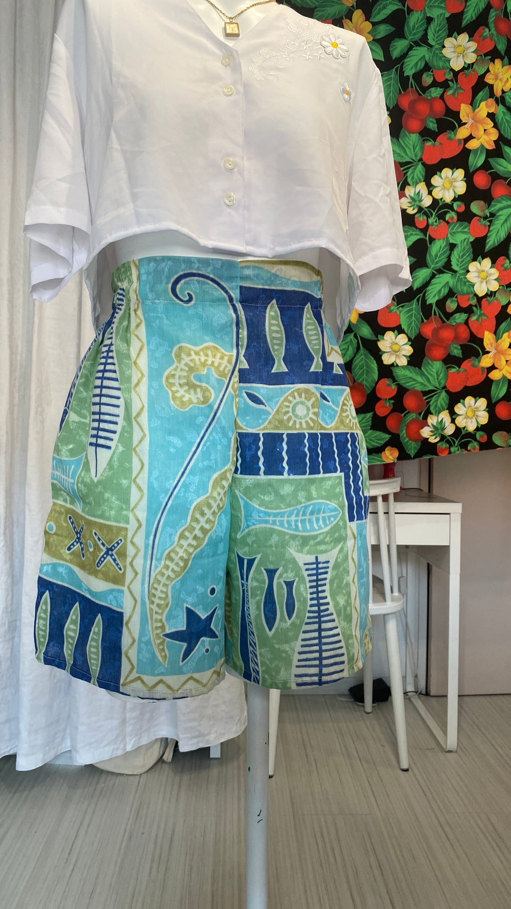 Short • T.XS/S, M et XL • Short upcyclé motifs marins