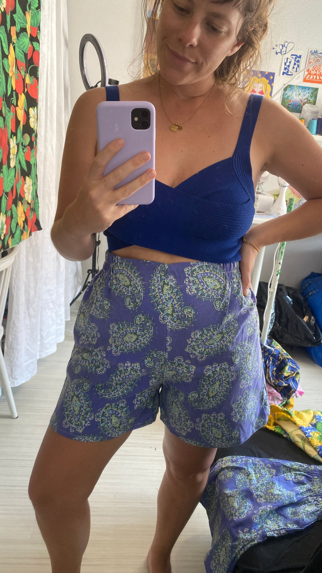 short upcyclé taille haute