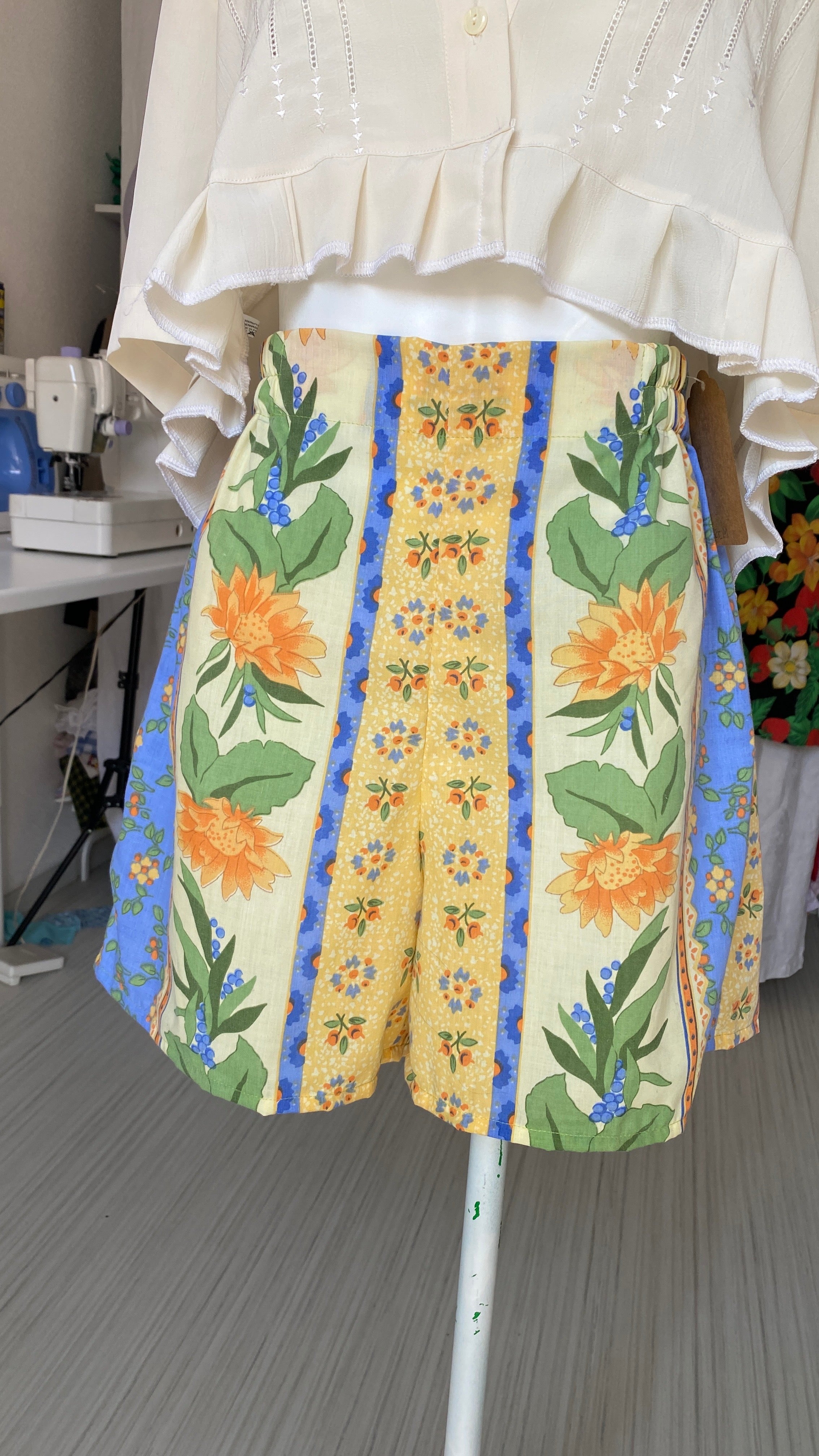 Short • T.XS/S et M • Short upcyclé provençal pastel