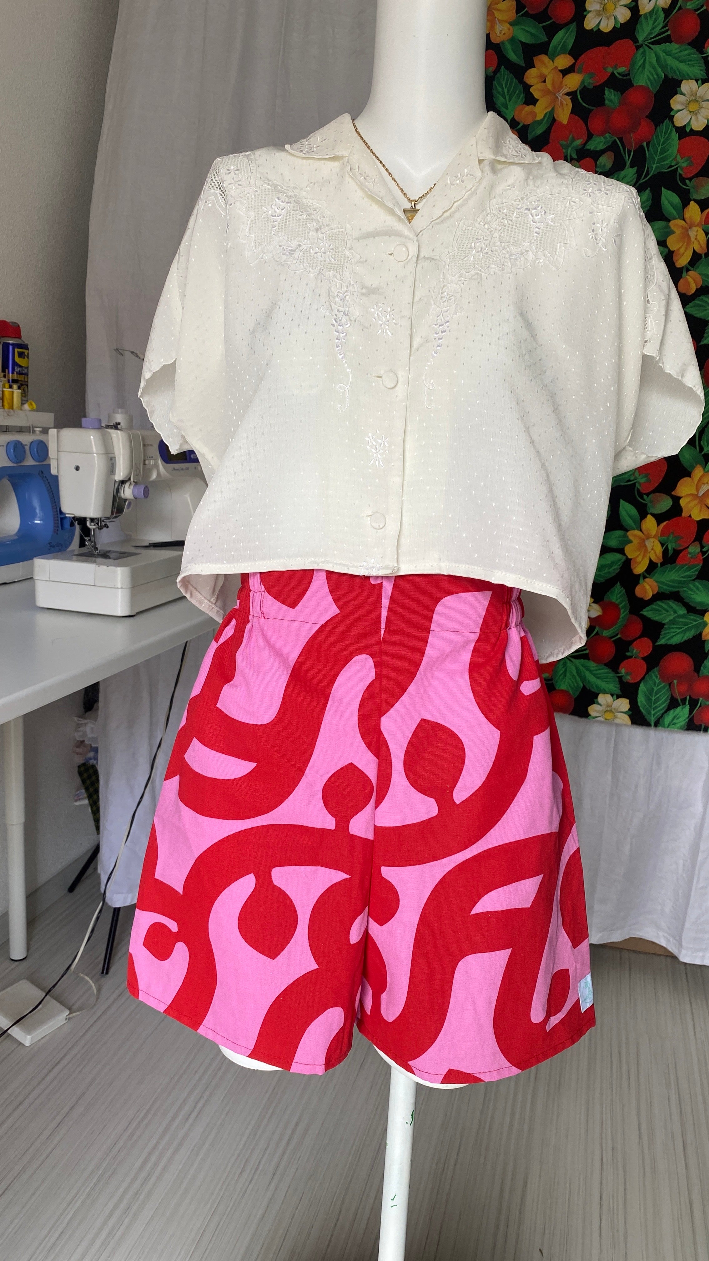 .Short • T.XS/S à XL • Magnifique short rose & rouge