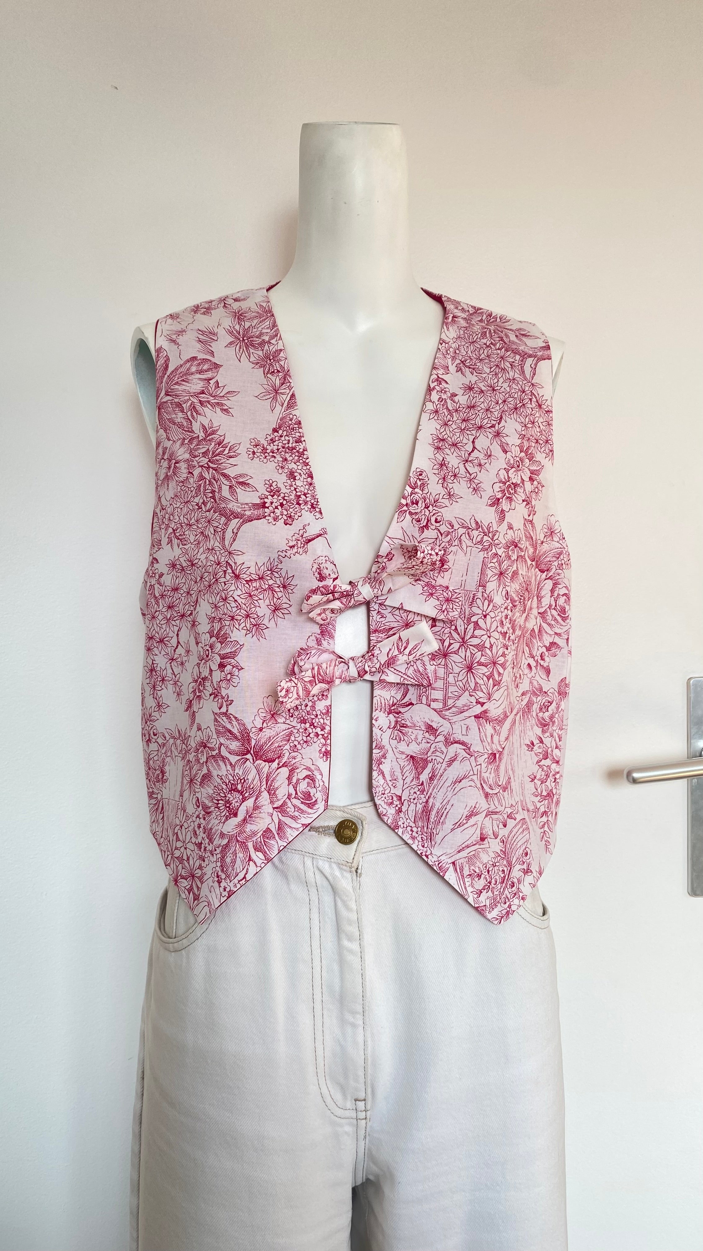 Veston réversible  • Taille unique • Veston motif jouy rose