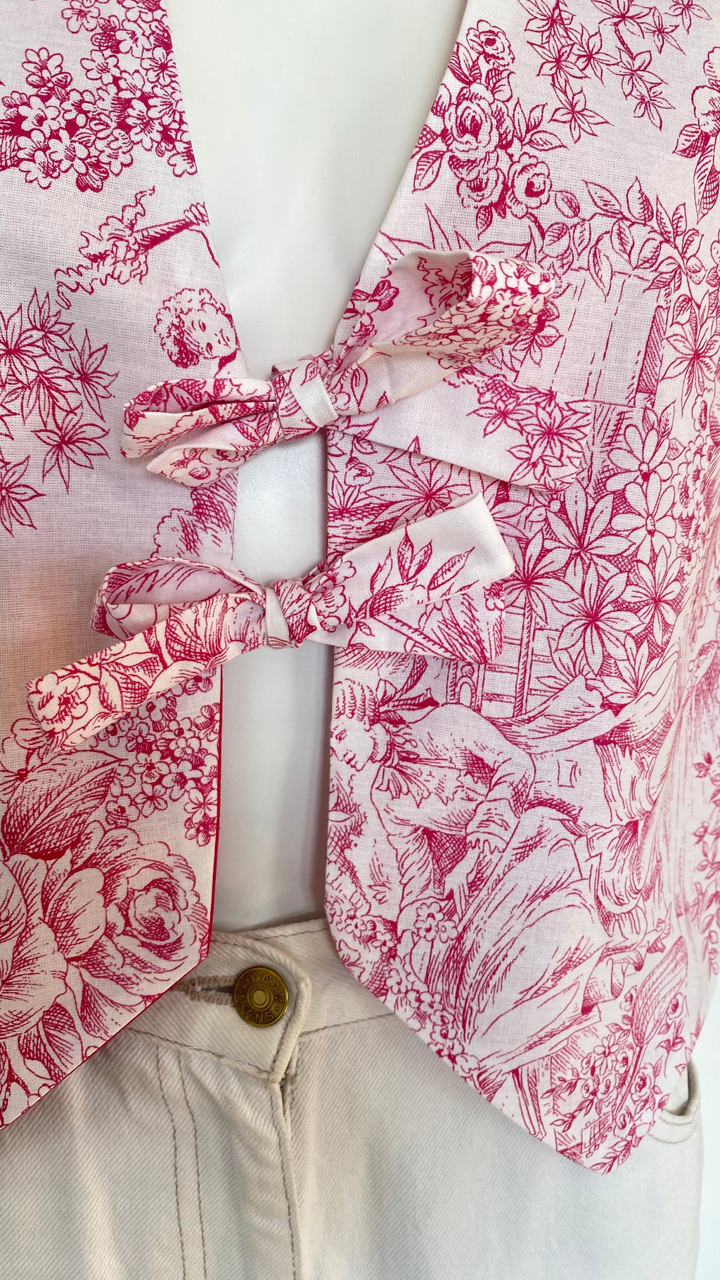 Veston réversible  • Taille unique • Veston motif jouy rose