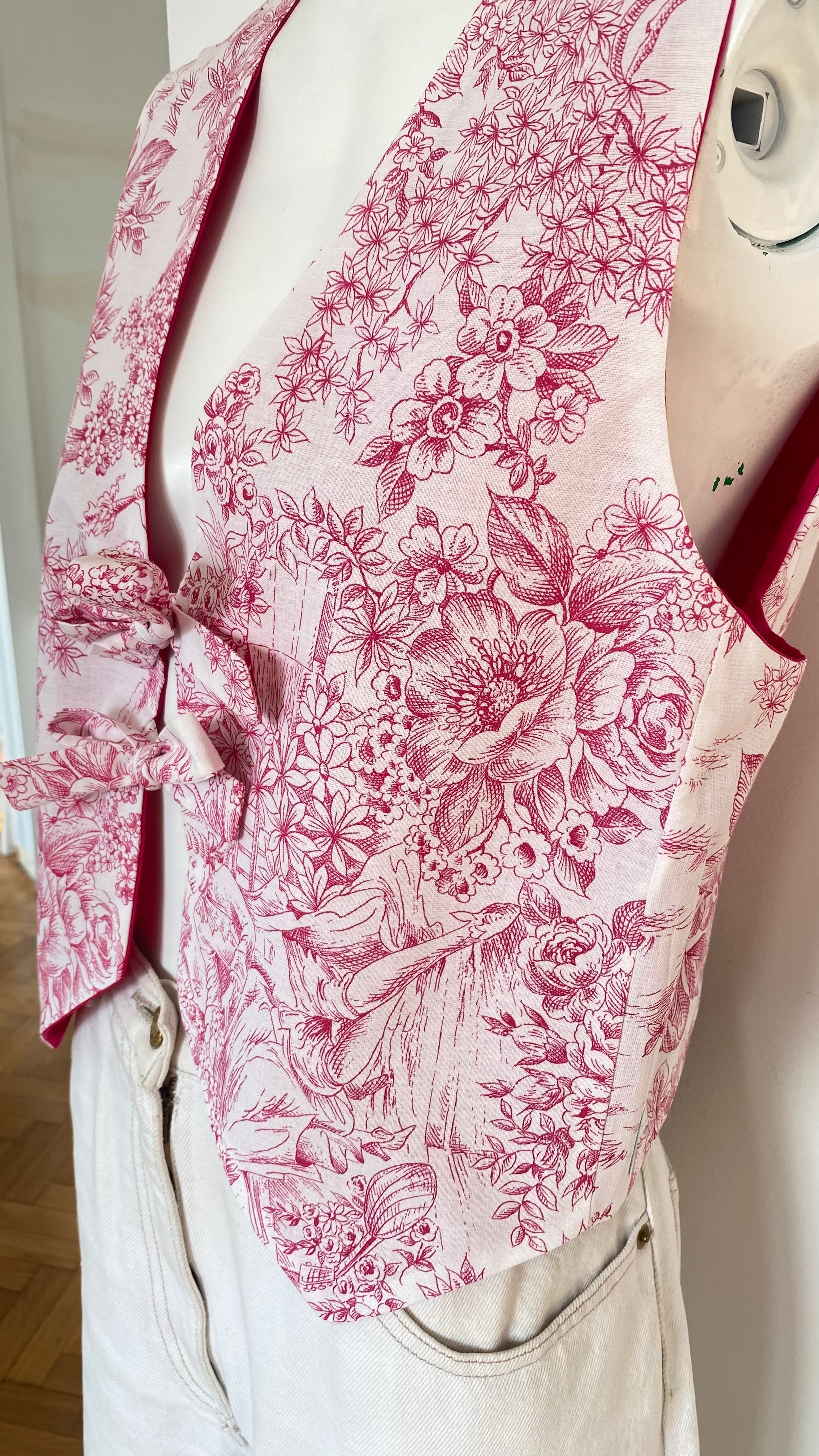 Veston réversible  • Taille unique • Veston motif jouy rose