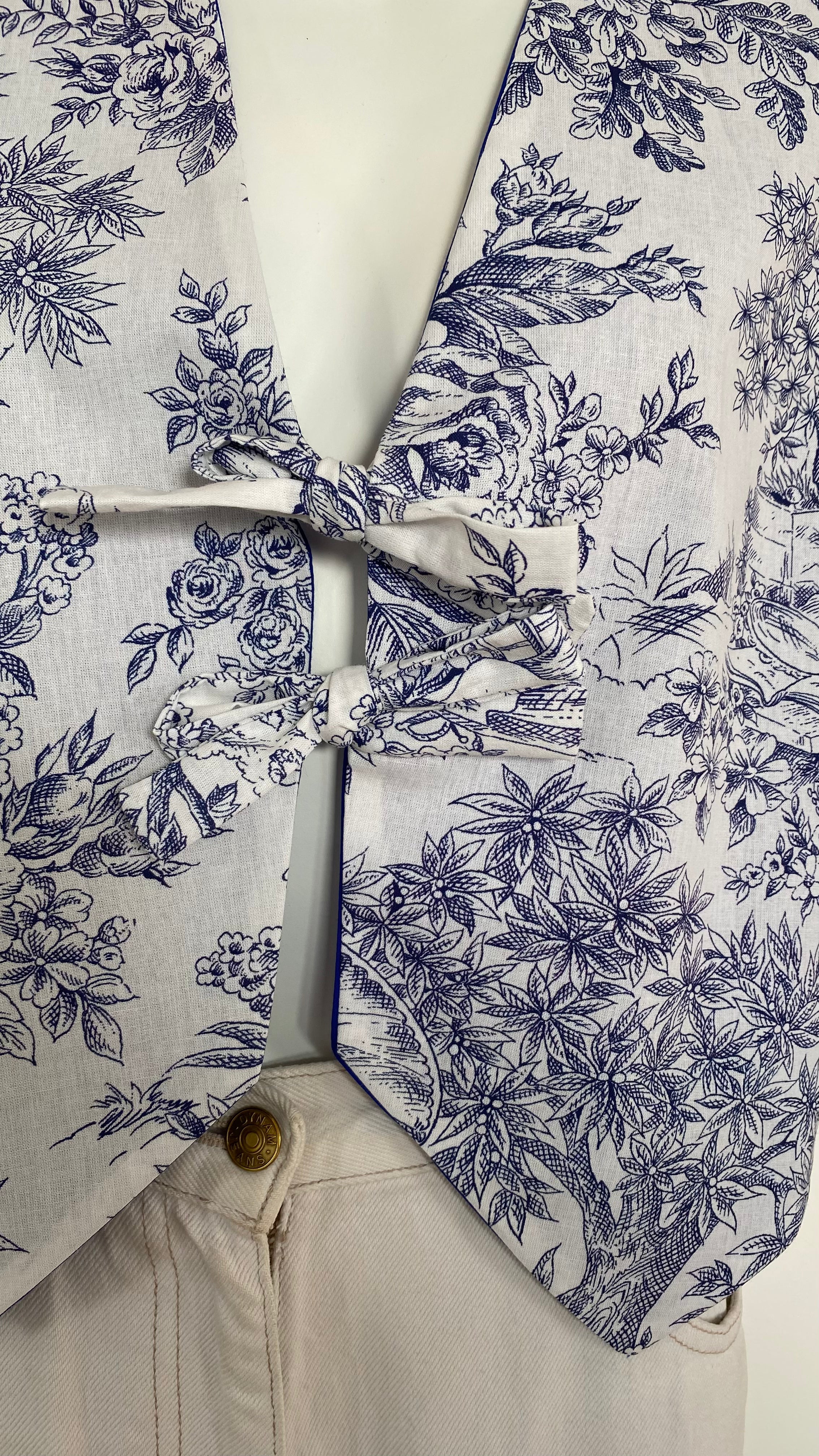 Veston réversible  • Taille unique • Veston motif toile de jouy bleue