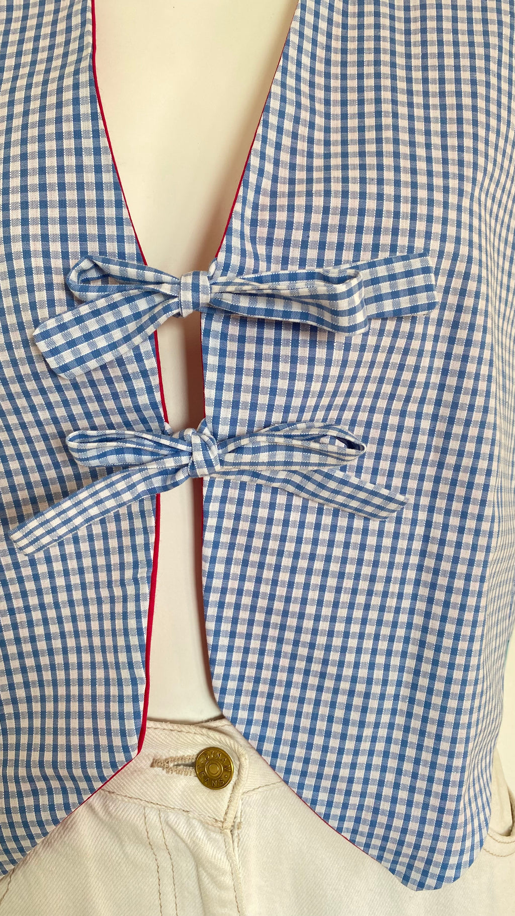 Veston réversible  • Taille unique • Veston vichy bleu clair & fushia