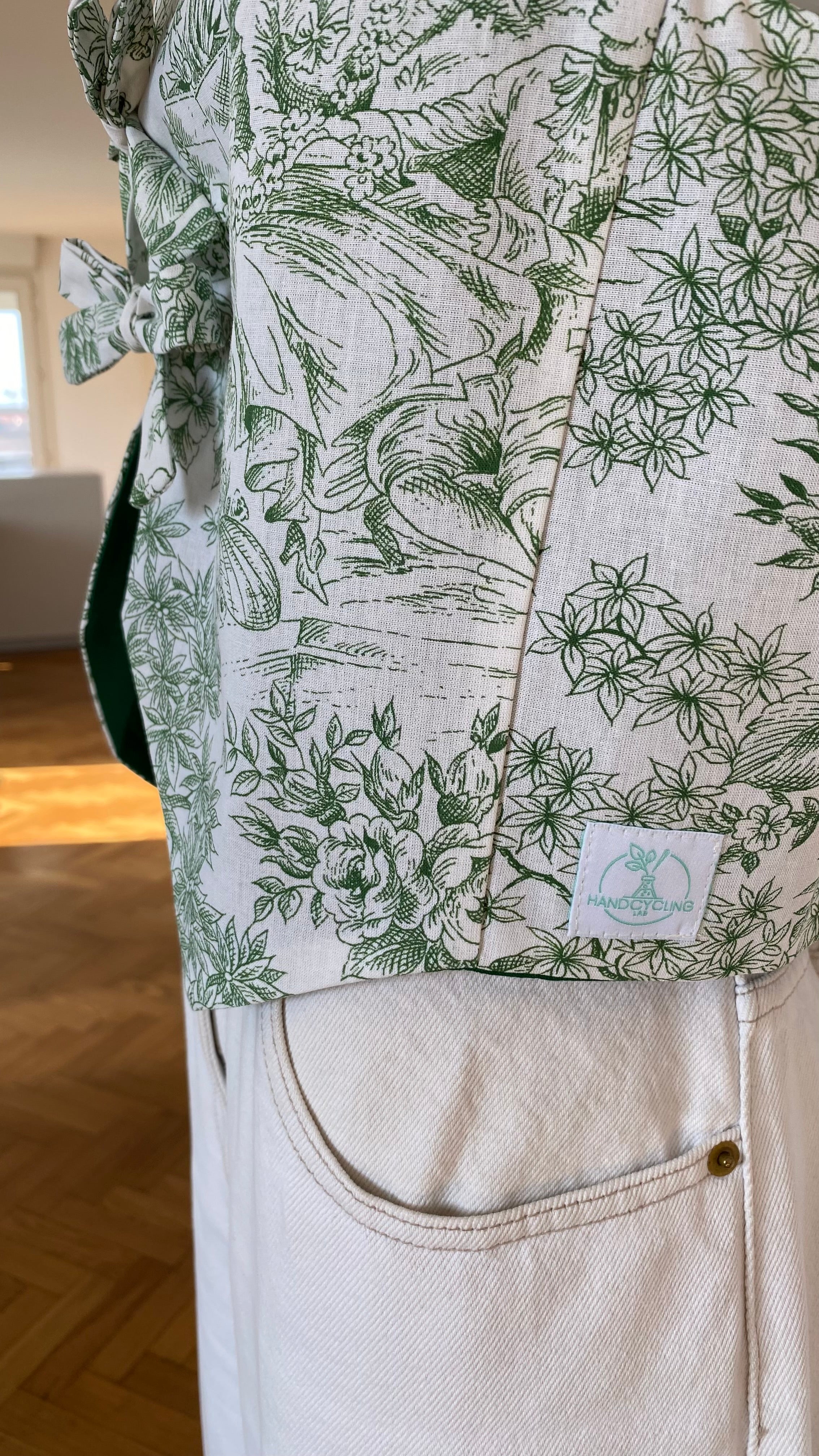 Veston réversible  • Taille unique • Veston toile de jouy verte et tissus vert