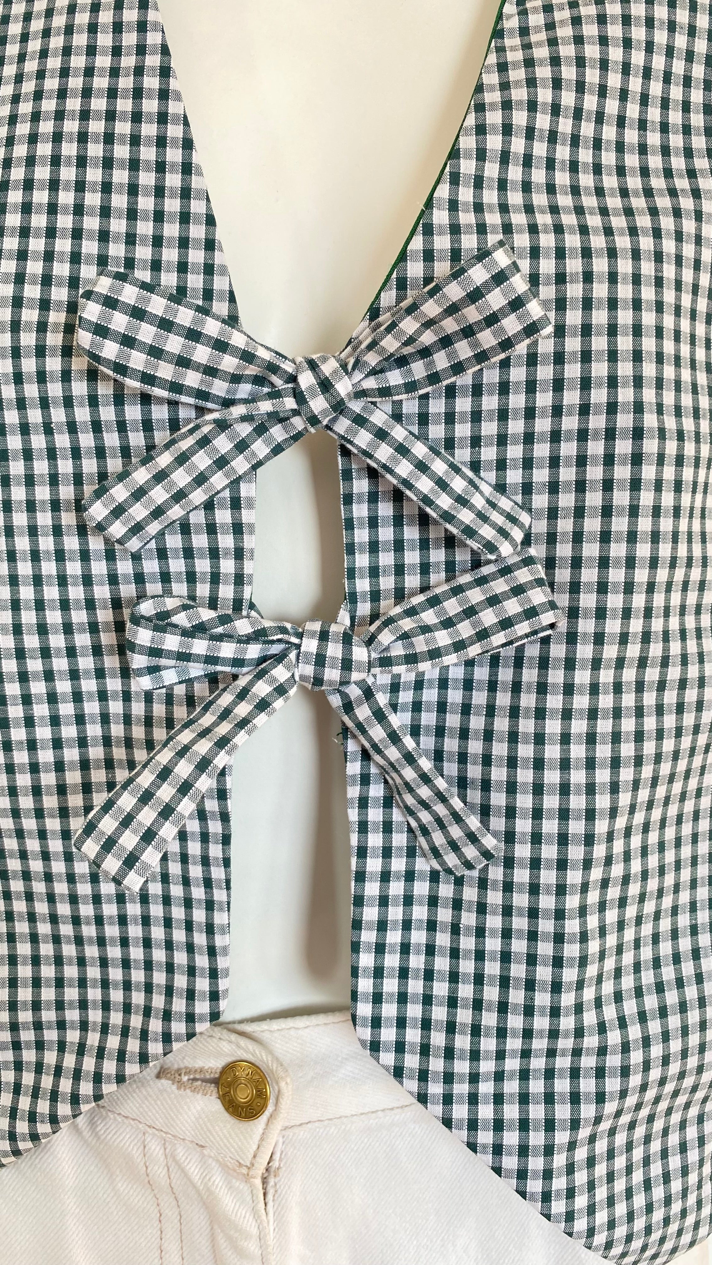 Veston réversible  • Taille unique • Veston motif vichy vert foncé et tissus vert