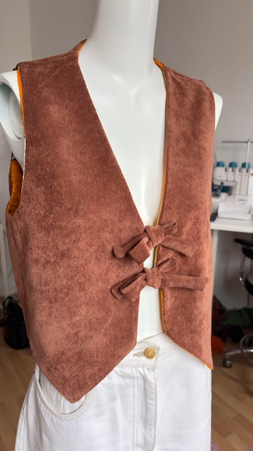 Veston réversible  • Taille unique • Veston motif années 70 et velours marron