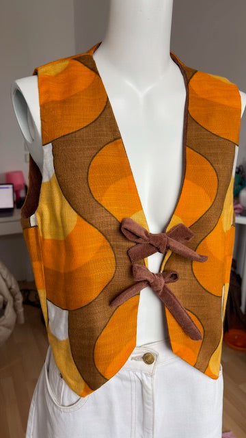 Veston réversible  • Taille unique • Veston motif années 70 et velours marron