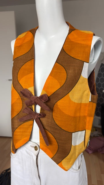 Veston réversible  • Taille unique • Veston motif années 70 et velours marron