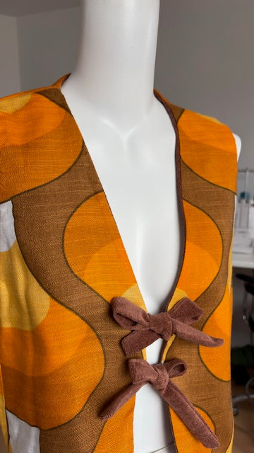Veston réversible  • Taille unique • Veston motif années 70 et velours marron