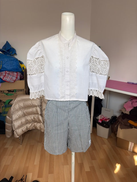 Short • T.XS/S à XL • Short coton vichy vert foncé