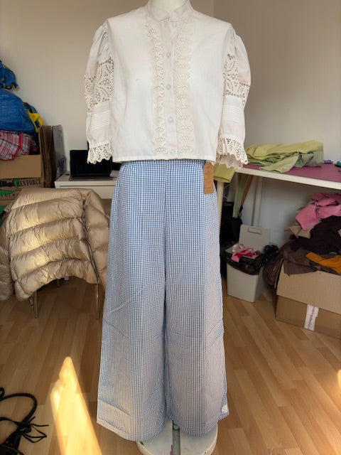 Pantalon • T.XS/S à XL • Pantalon coton vichy bleu ciel