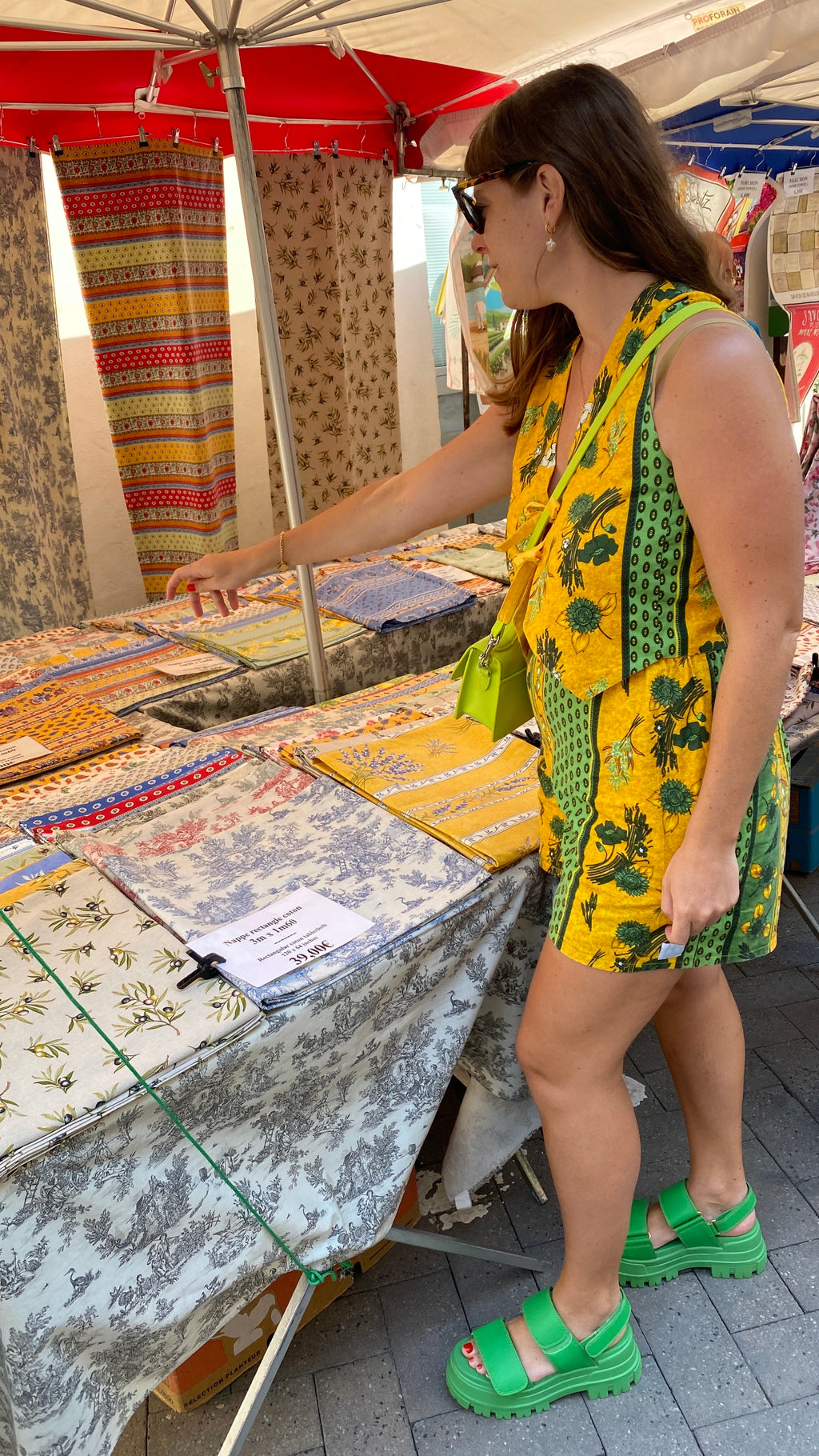Short • T.XS/S, M et L • Short upcyclé provençal jaune et vert