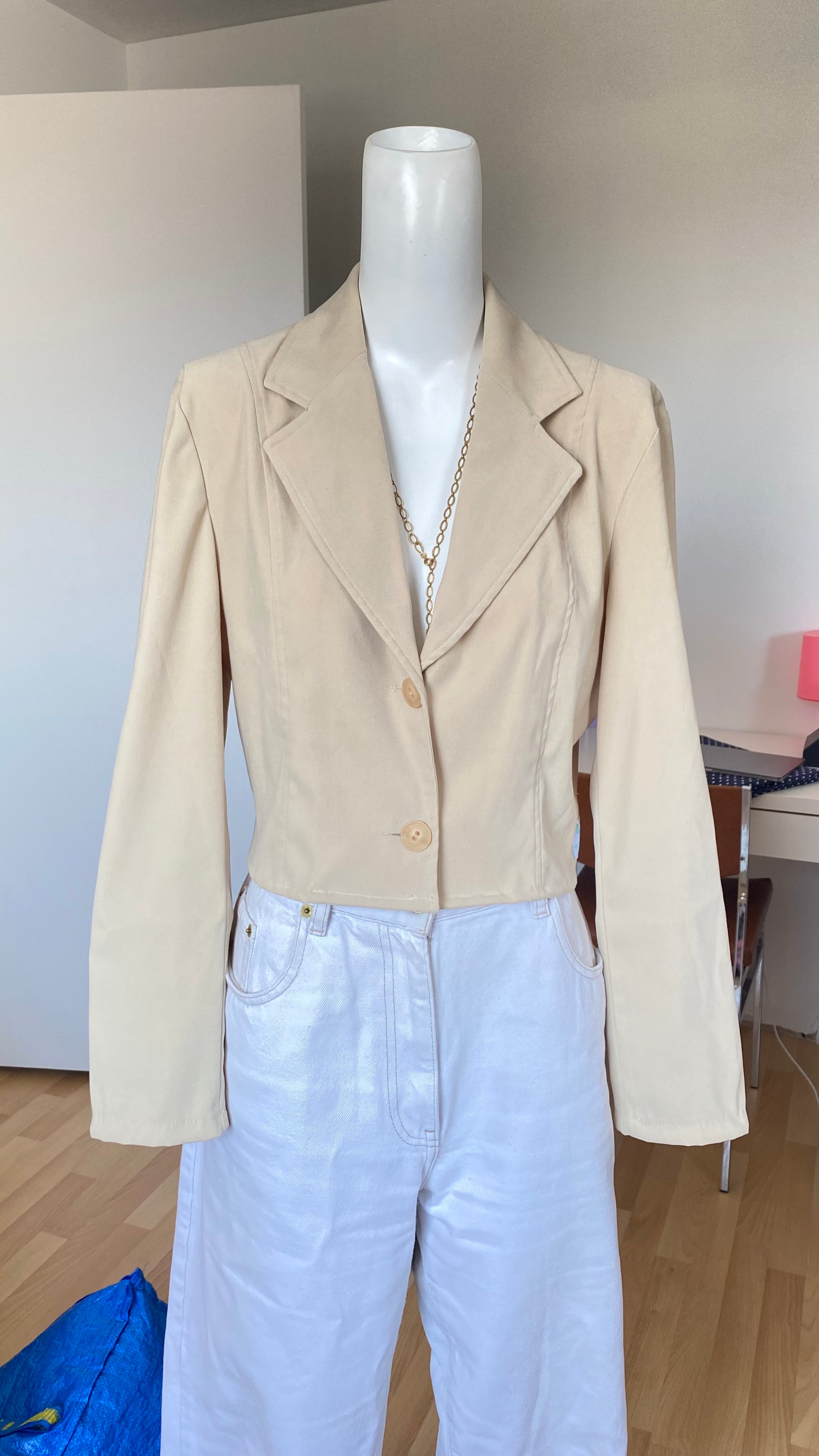 Cropped Jacket• T. 32 à 38 • Surchemise courte épaisse effet blazer beige