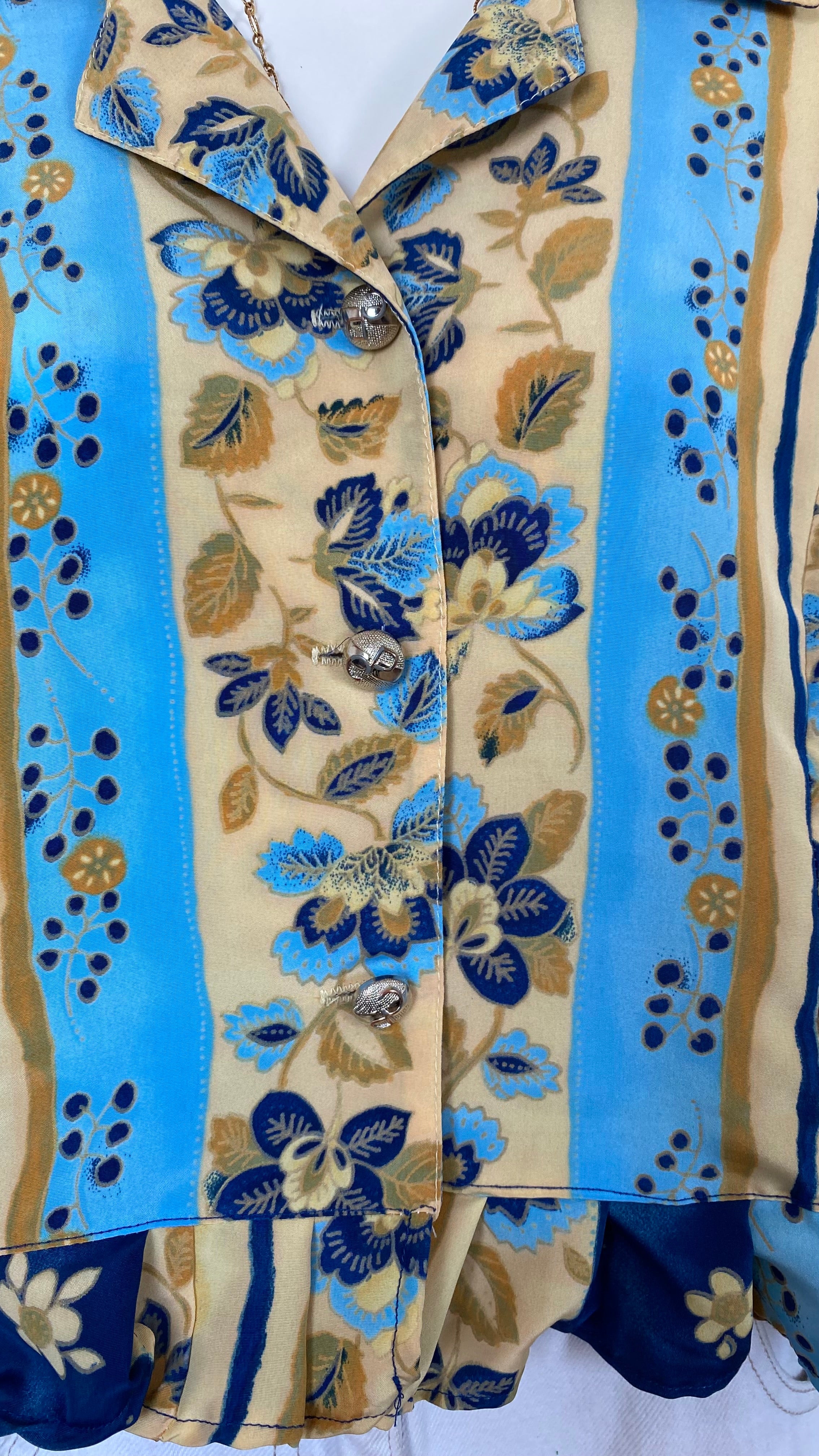 Froufrou • T. 36 à 42 • Chemise courte manches longues bleu à motifs provençaux