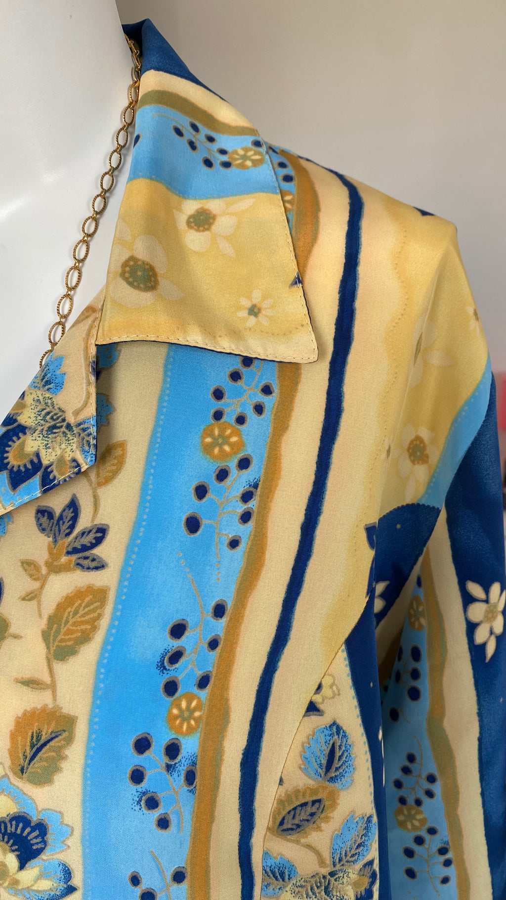 Froufrou • T. 36 à 42 • Chemise courte manches longues bleu à motifs provençaux