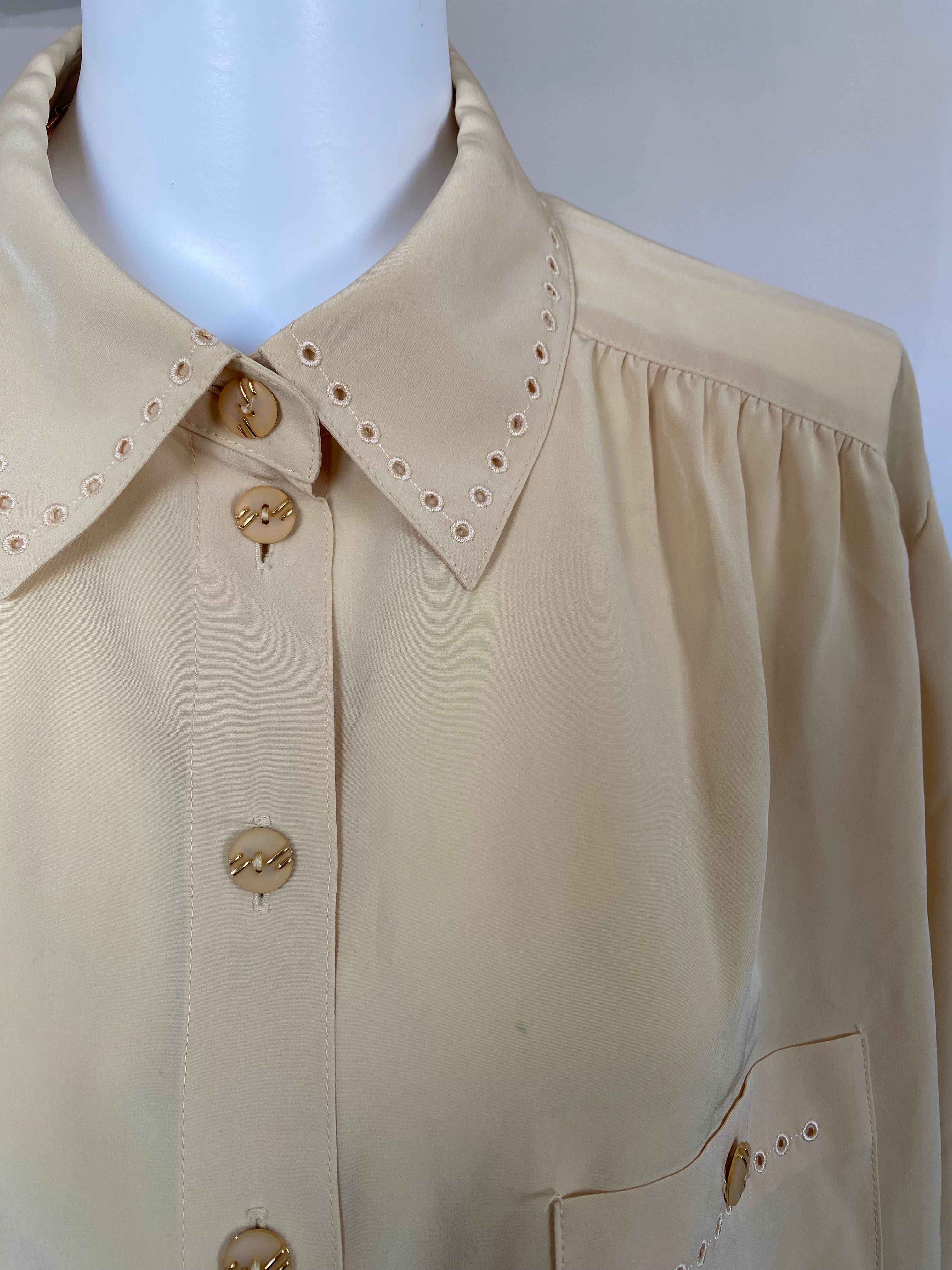 Chemise cropped • T. 38 à 46 • Chemise crop top jaune brodée