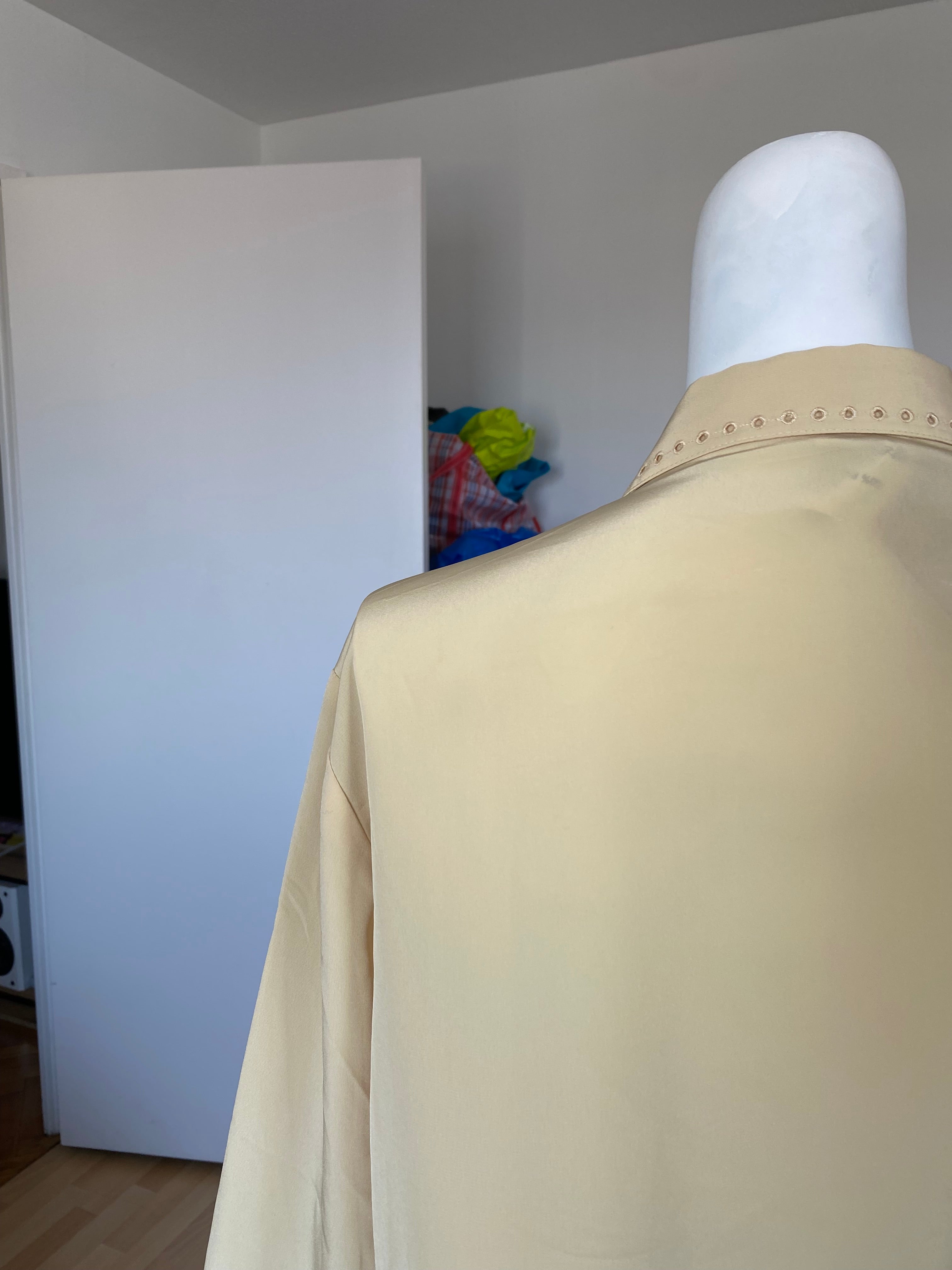Chemise cropped • T. 38 à 46 • Chemise crop top jaune brodée