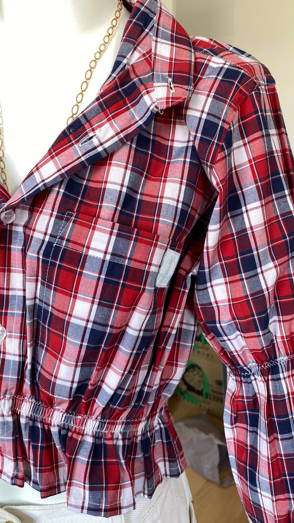 Intemporelle • T. 32 à 36 • Chemise courte manches longues à carreaux tricolores