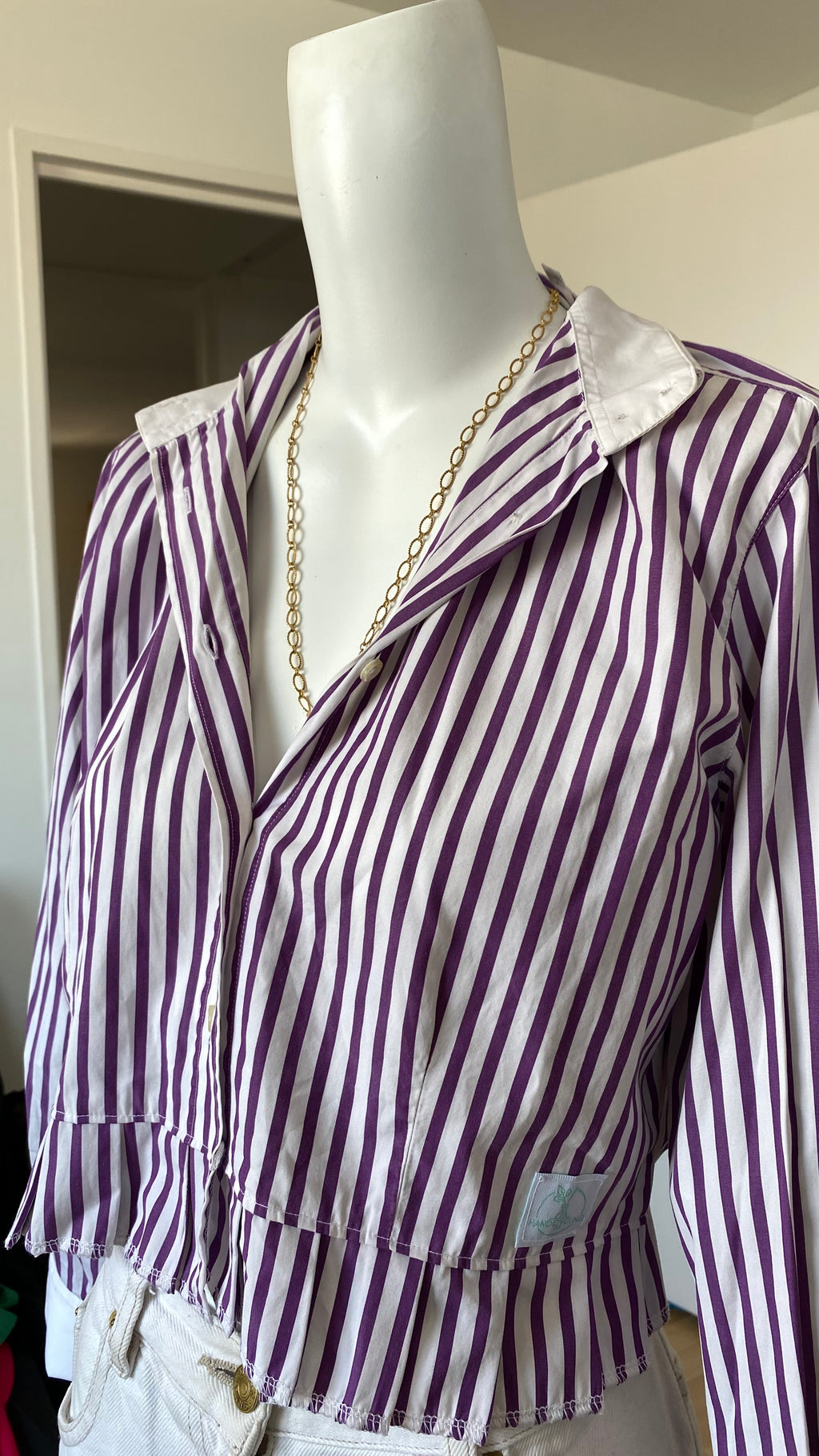 Froufrou • T. 32 à 36 • Chemise courte manches longues à rayures violettes