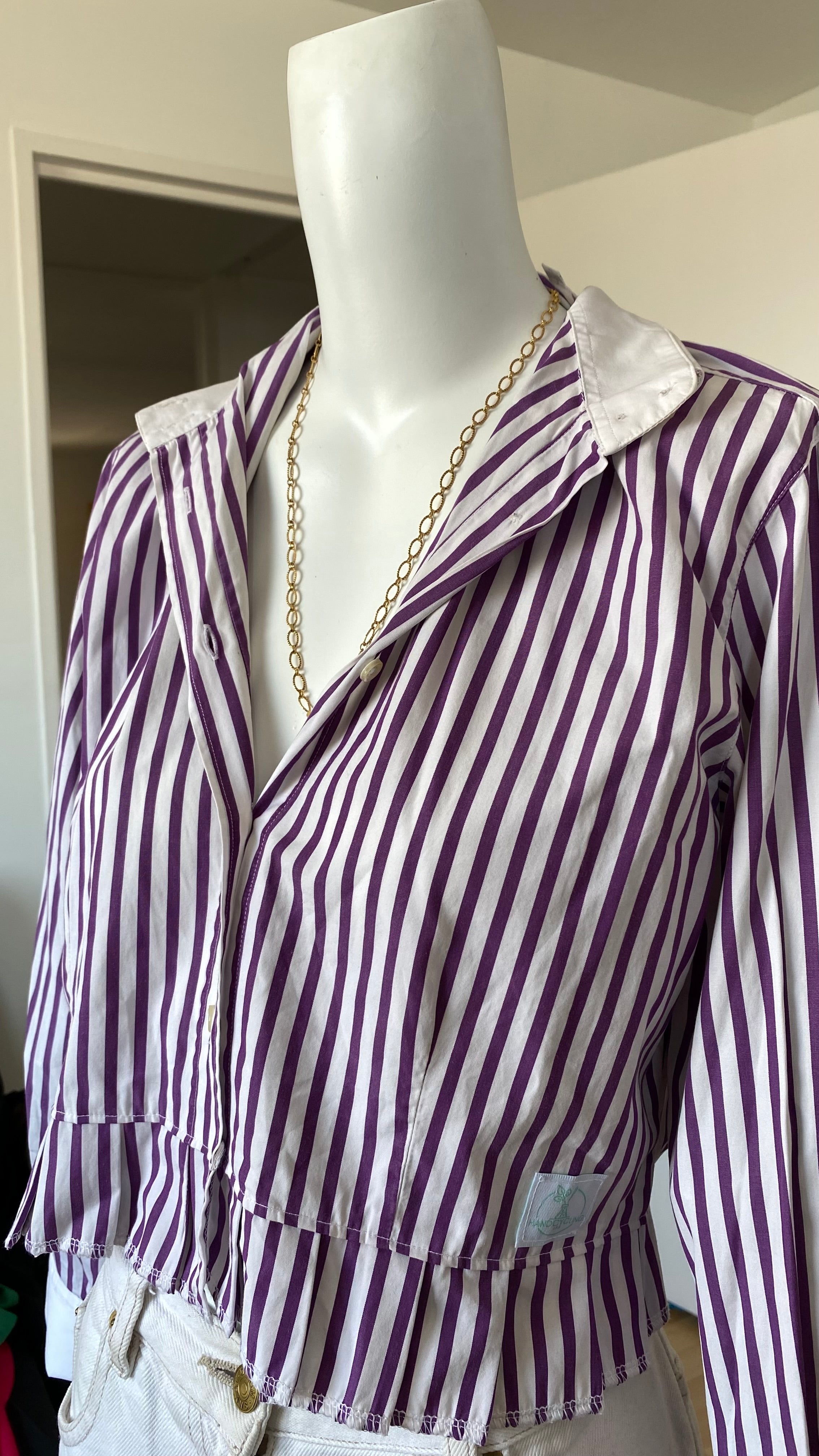 Froufrou • T. 32 à 36 • Chemise courte manches longues à rayures violettes