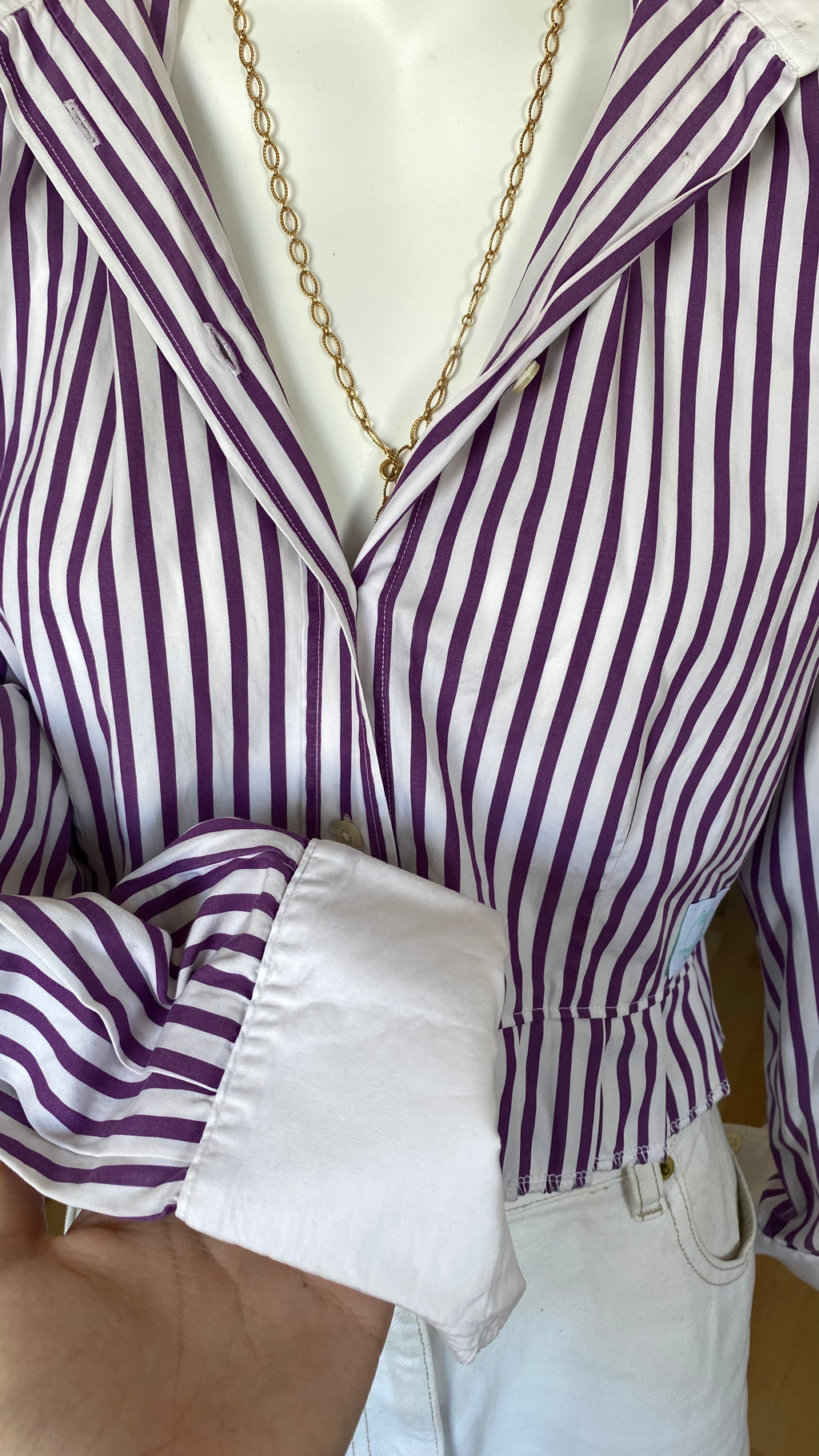Froufrou • T. 32 à 36 • Chemise courte manches longues à rayures violettes