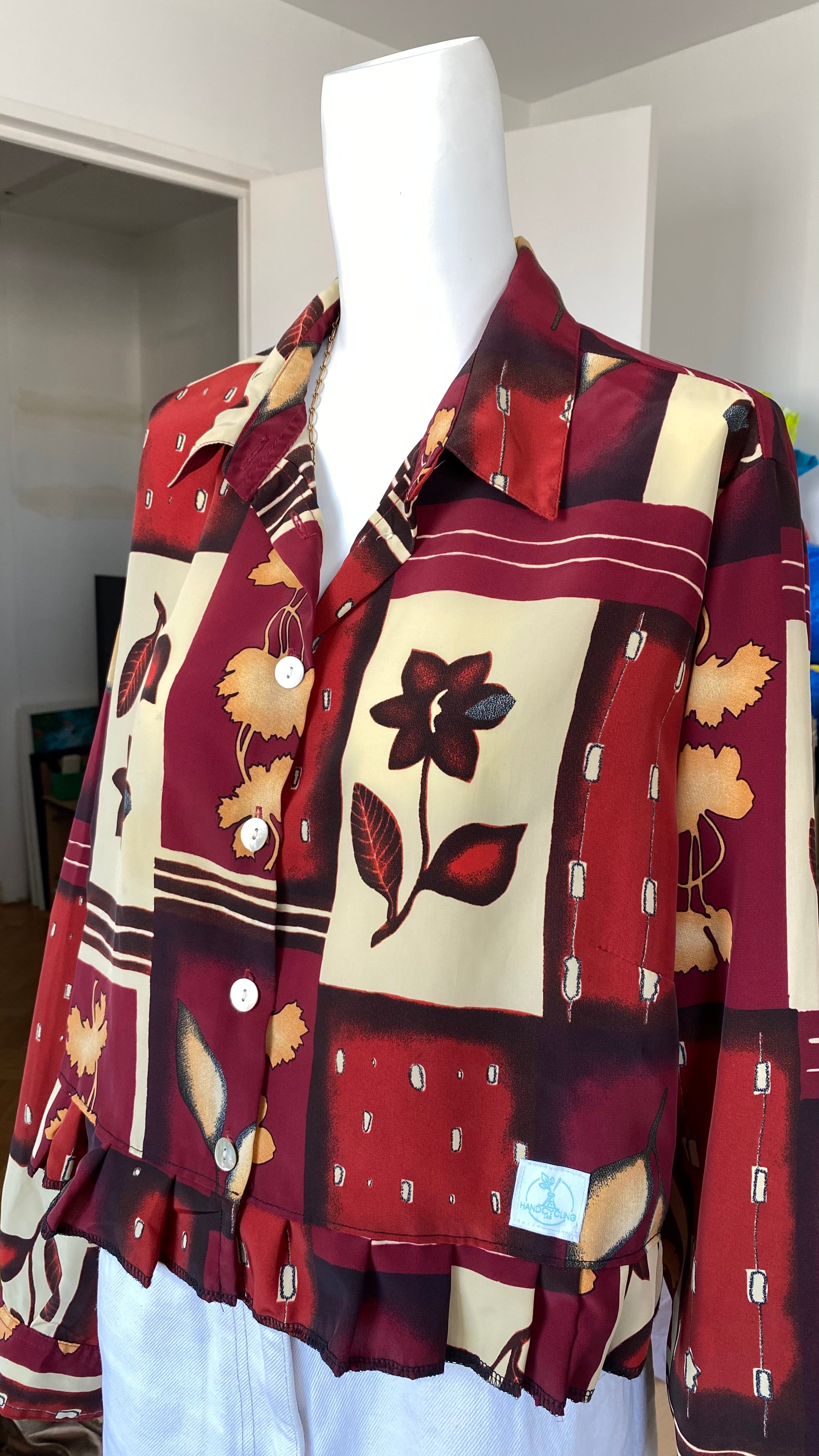 Froufrou • T. 38 à 44 • Chemise courte manches longues motifs rouges et bieges