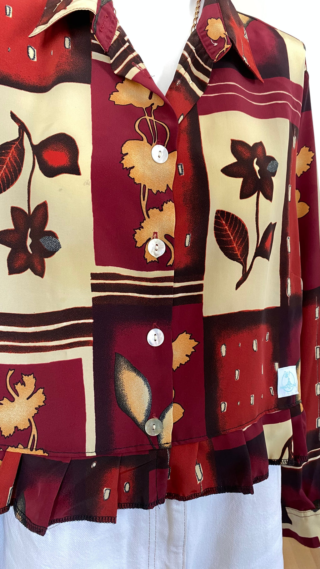 Froufrou • T. 38 à 44 • Chemise courte manches longues motifs rouges et bieges