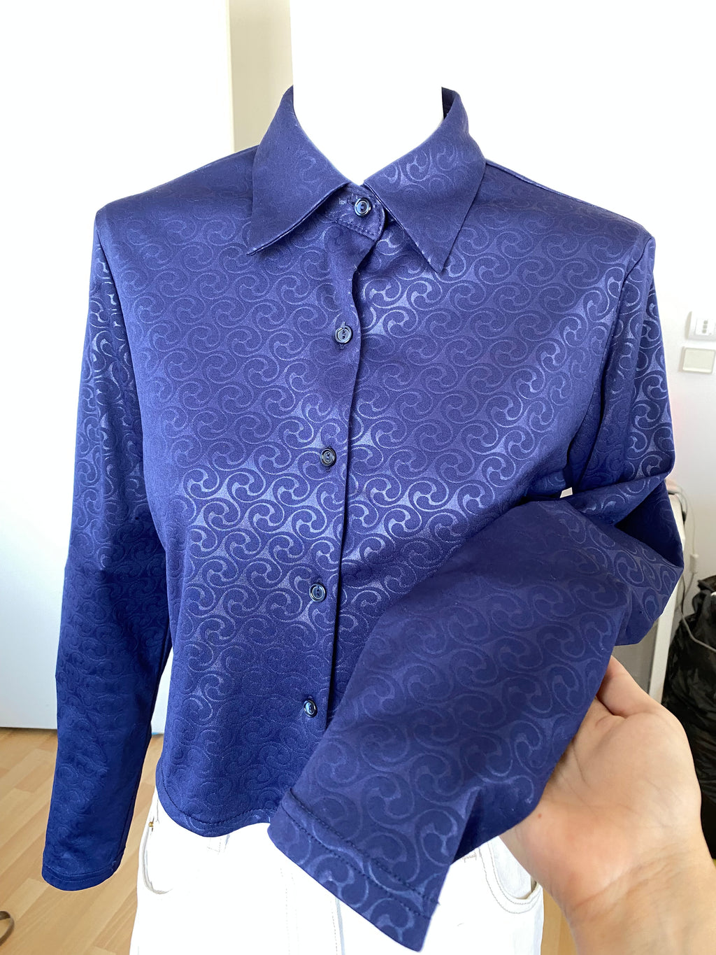 Cropped • T. 36 à 38 • Chemise courte manches longues épaisse années 70