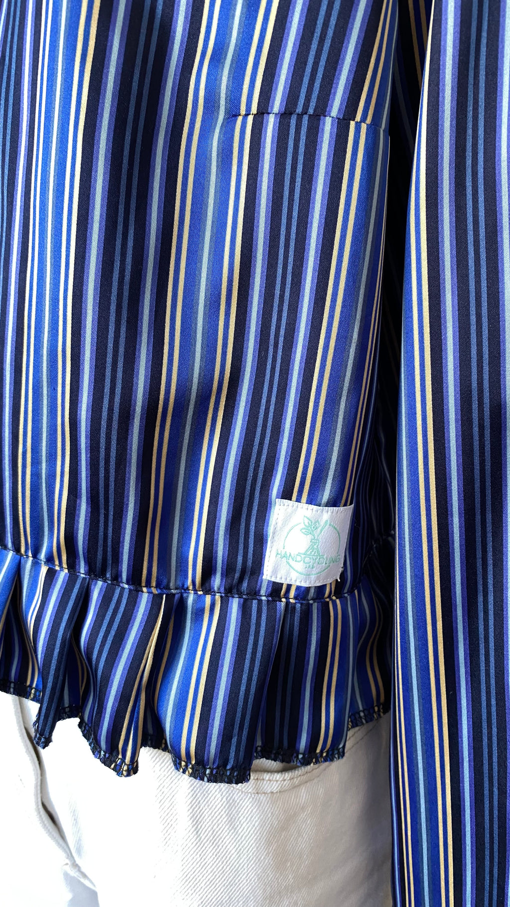 Froufrou • T. 36 à 40 • Chemise satinée à rayures jaunes et bleues