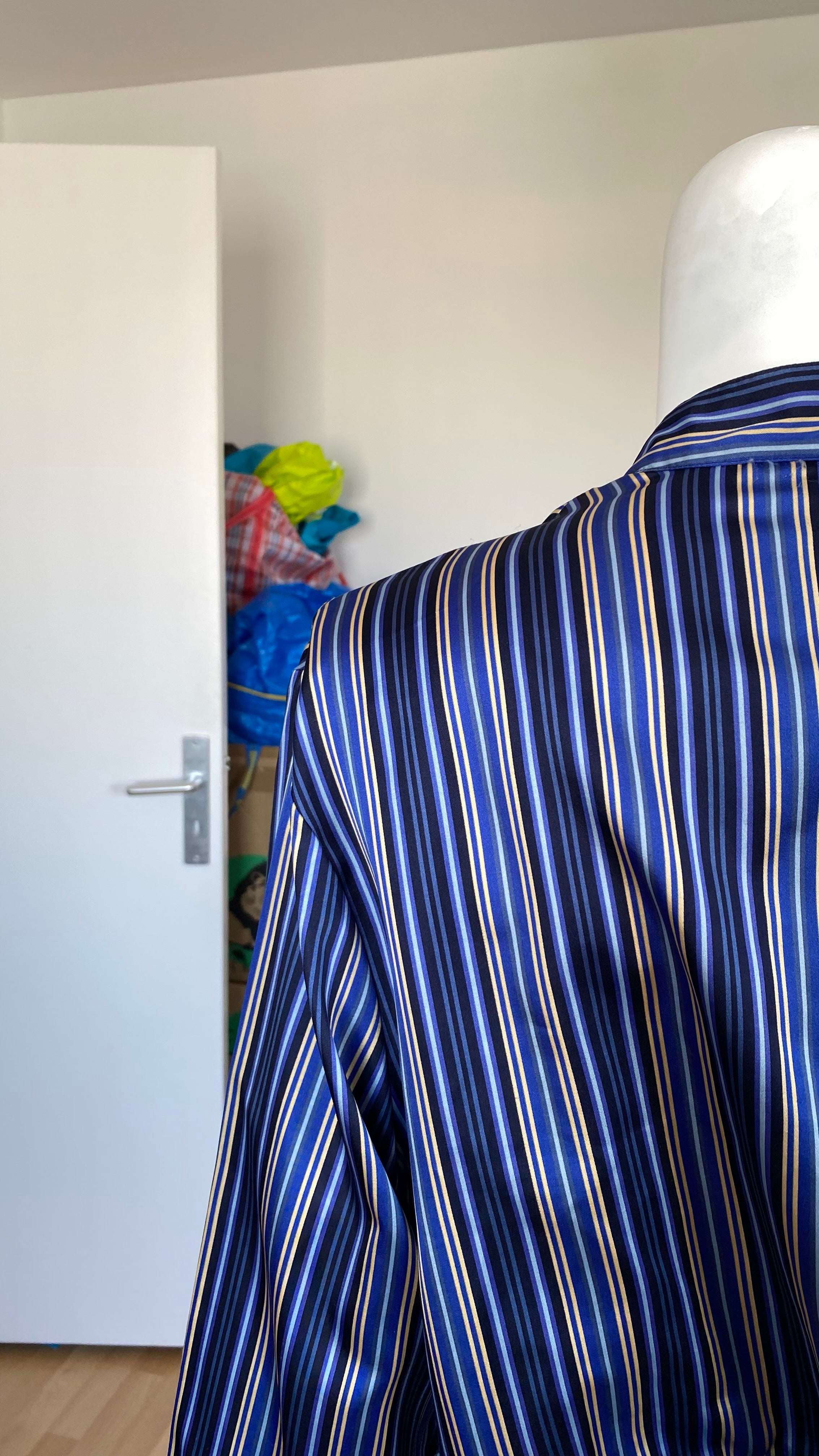 Froufrou • T. 36 à 40 • Chemise satinée à rayures jaunes et bleues