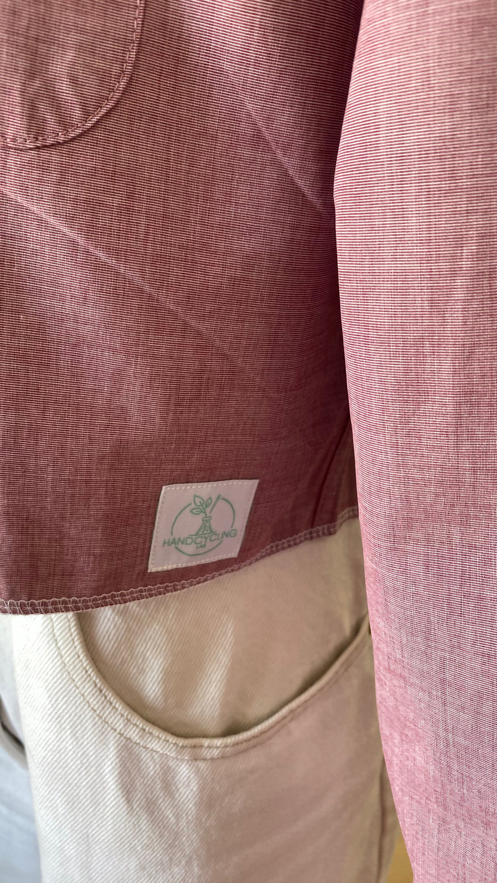 Sweaties • T.36 à 40 • Chemise upcyclée grand col bi colore vieux rose + noeuds