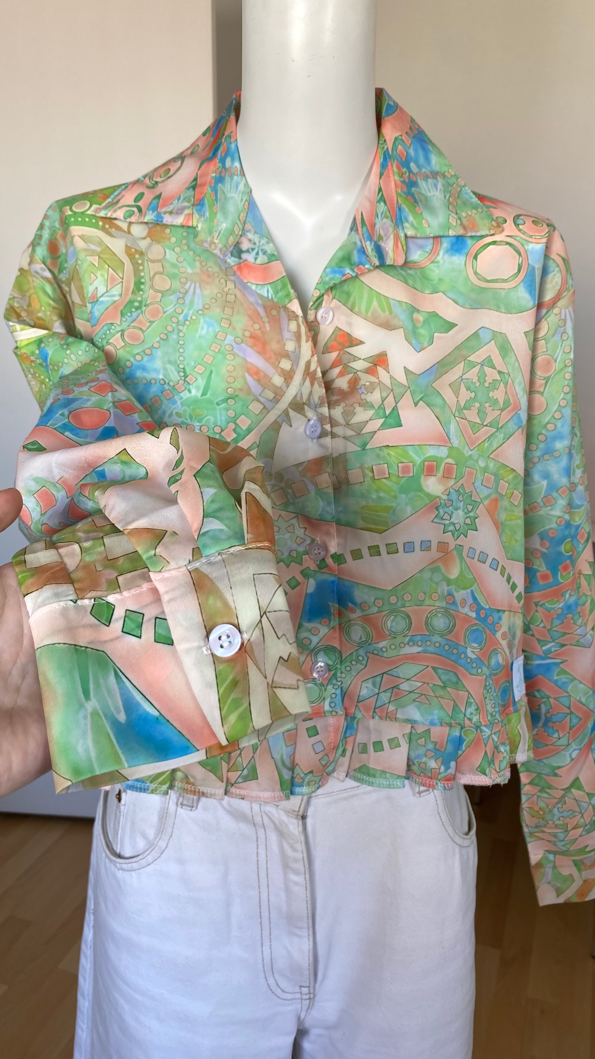 Froufrou • T. 34 à 38 • Chemise courte manches longues motifs physché pastel