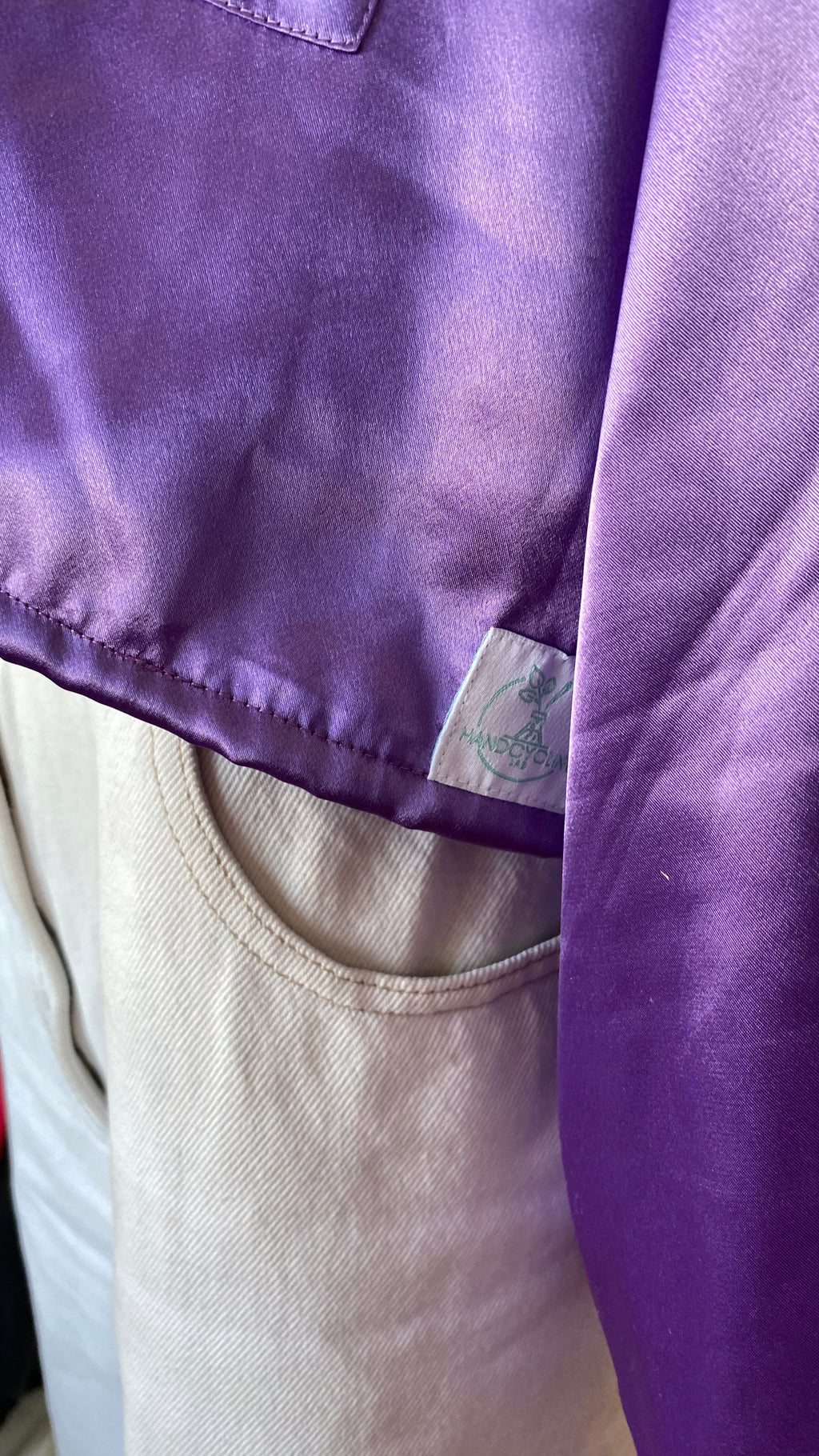 Chemise cropped • T. 40 à 50 • Chemise courte manches longues violette irisée