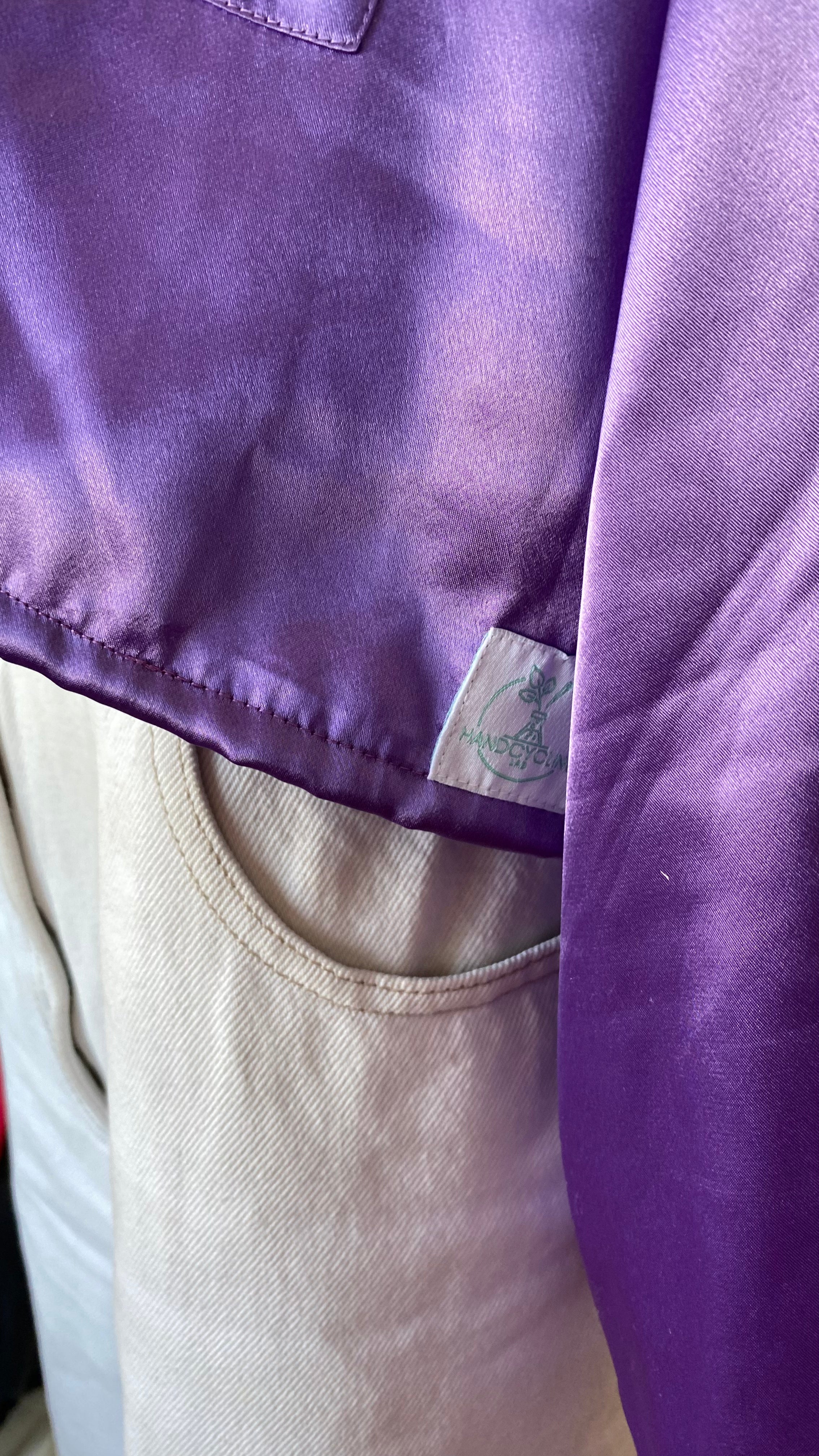 Chemise cropped • T. 40 à 50 • Chemise courte manches longues violette irisée