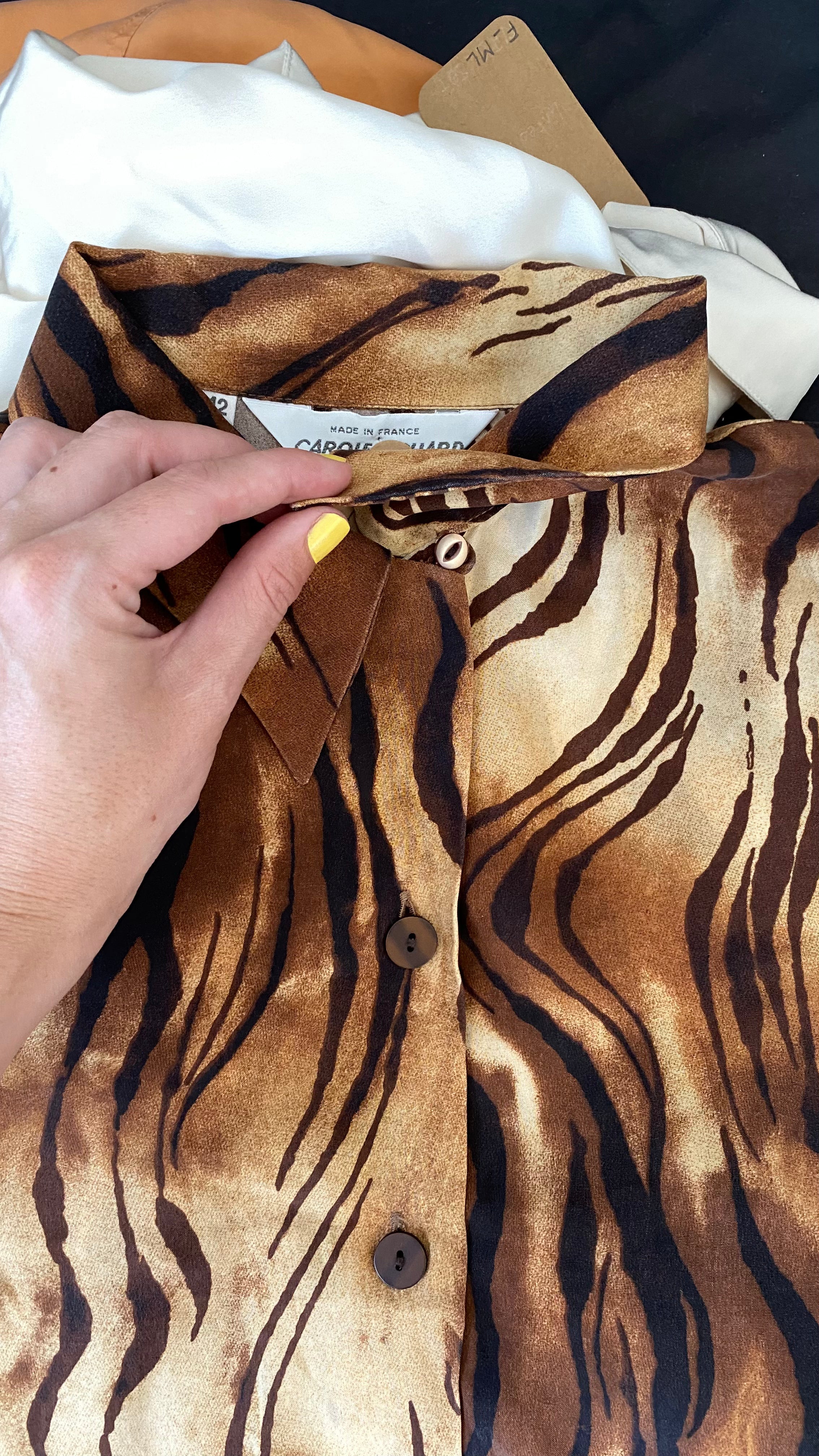 Cropped • T. 36  à 38 • Chemise courte manches longues zébré marron