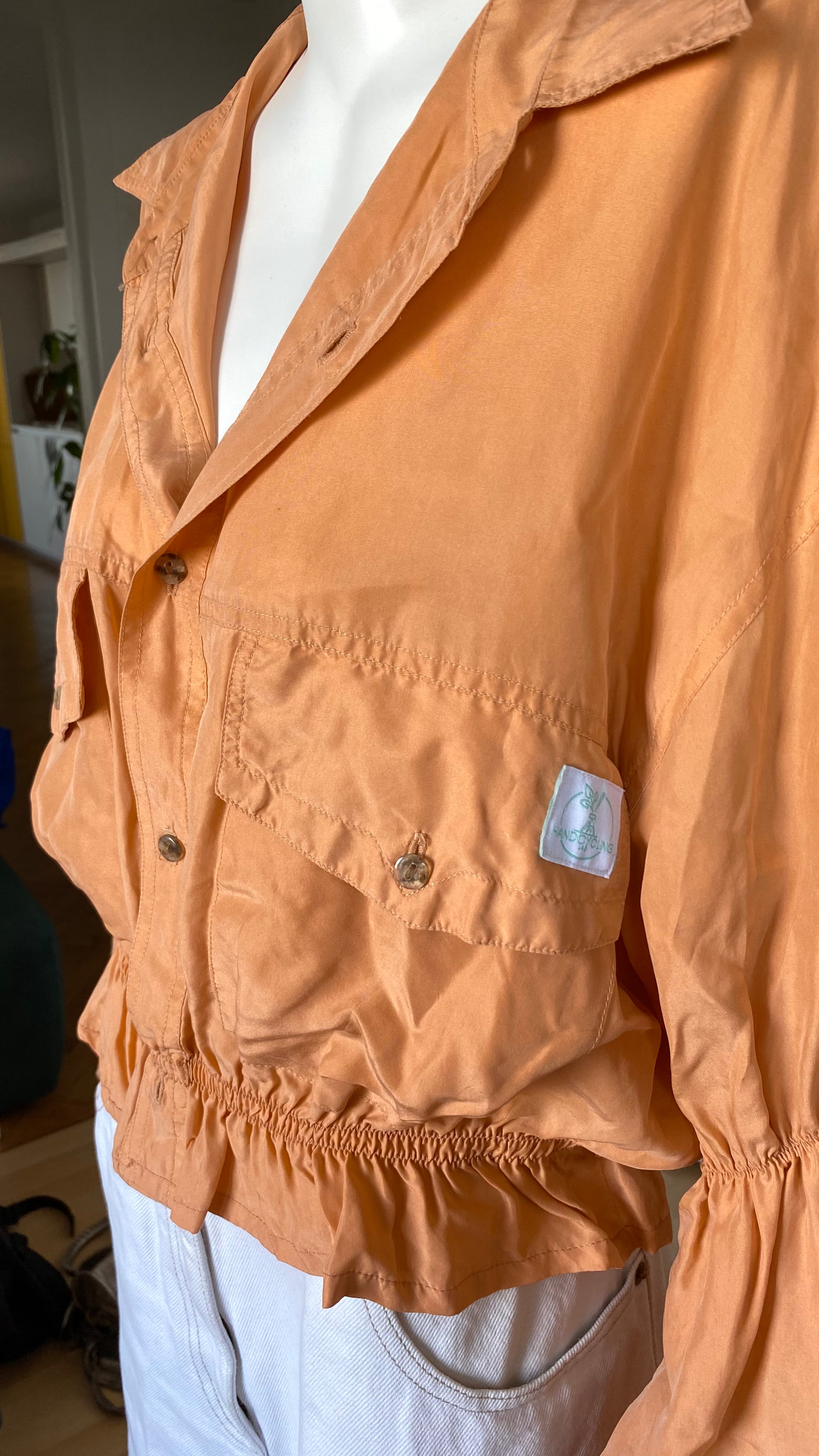 Intemporelle • T. 38 à 44 • Chemise courte manches longues soie orange