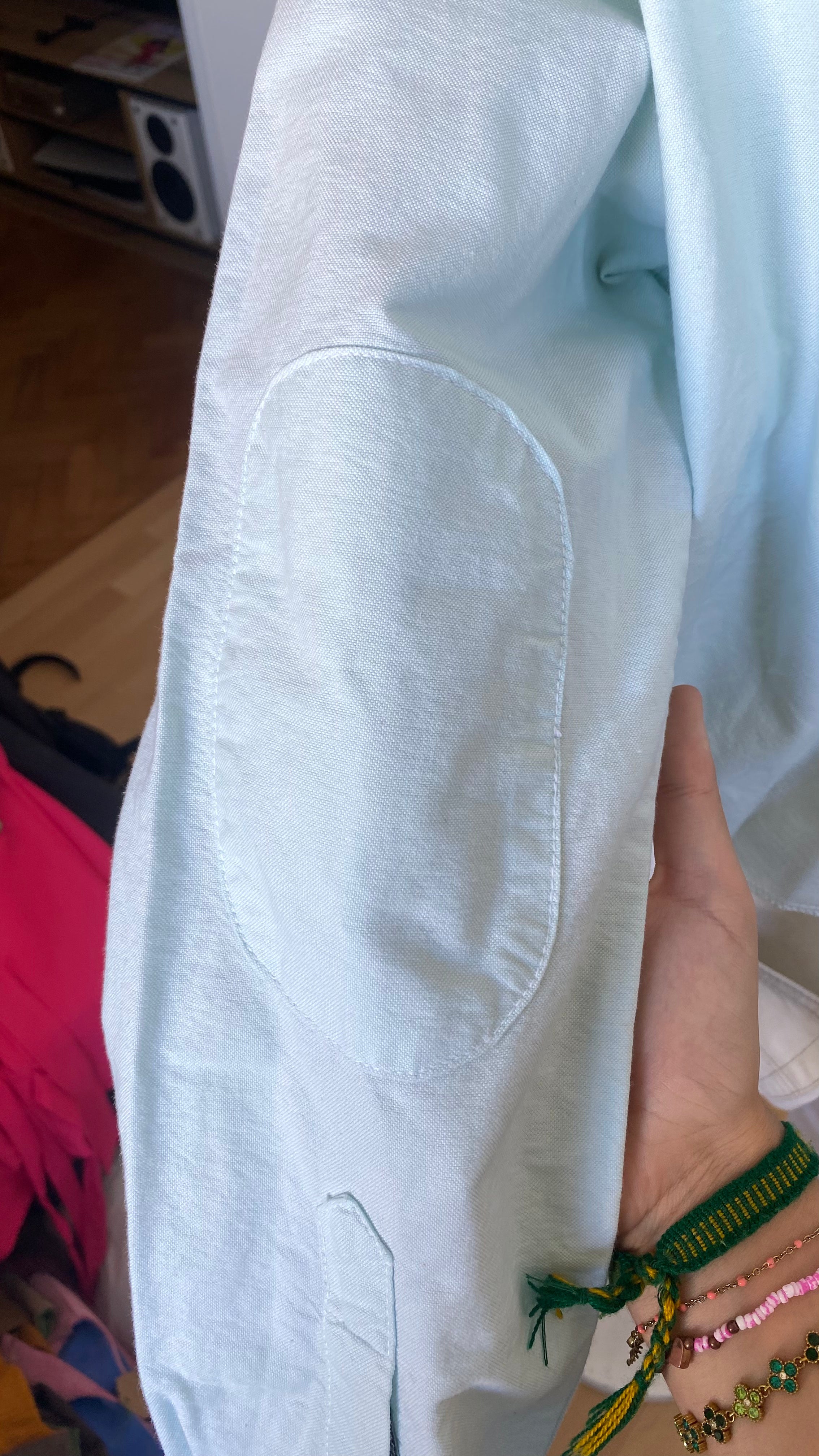 Sweaties • T.36 à 38 • Chemise upcyclée grand col bleu ciel