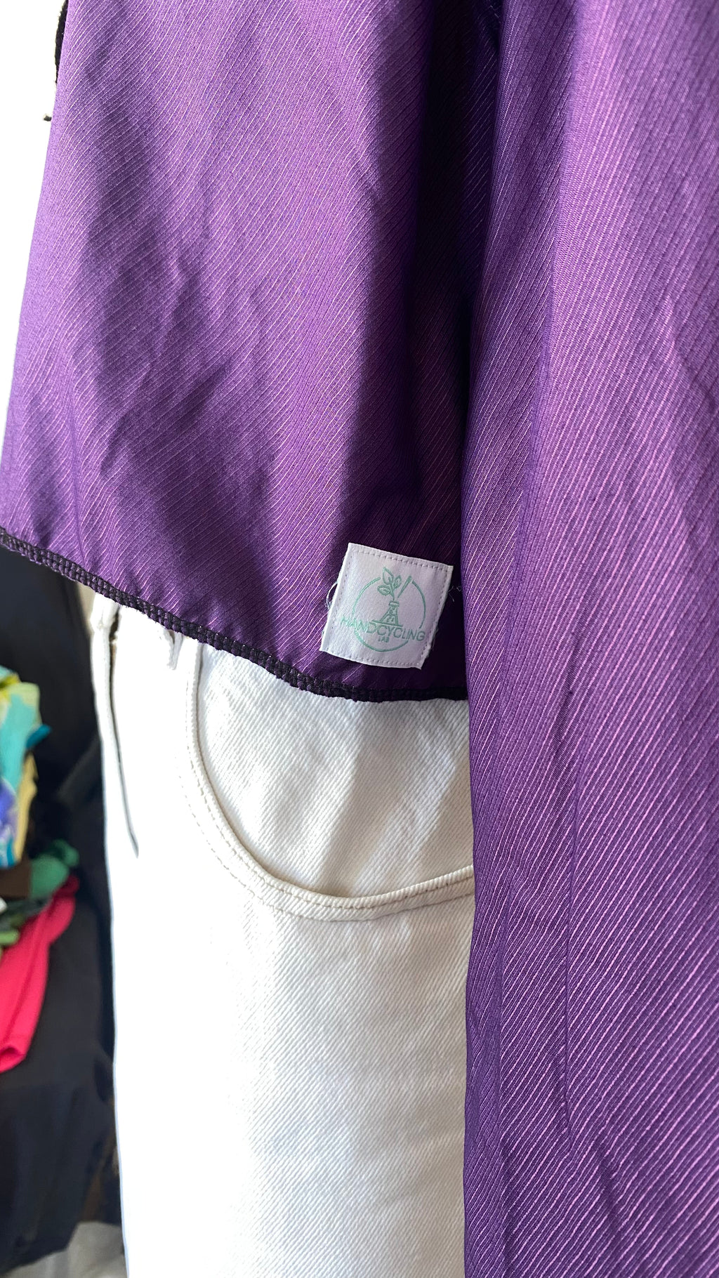 Sweaties • T.36 à 40 • Chemise upcyclée grand col rayures violettes foncées