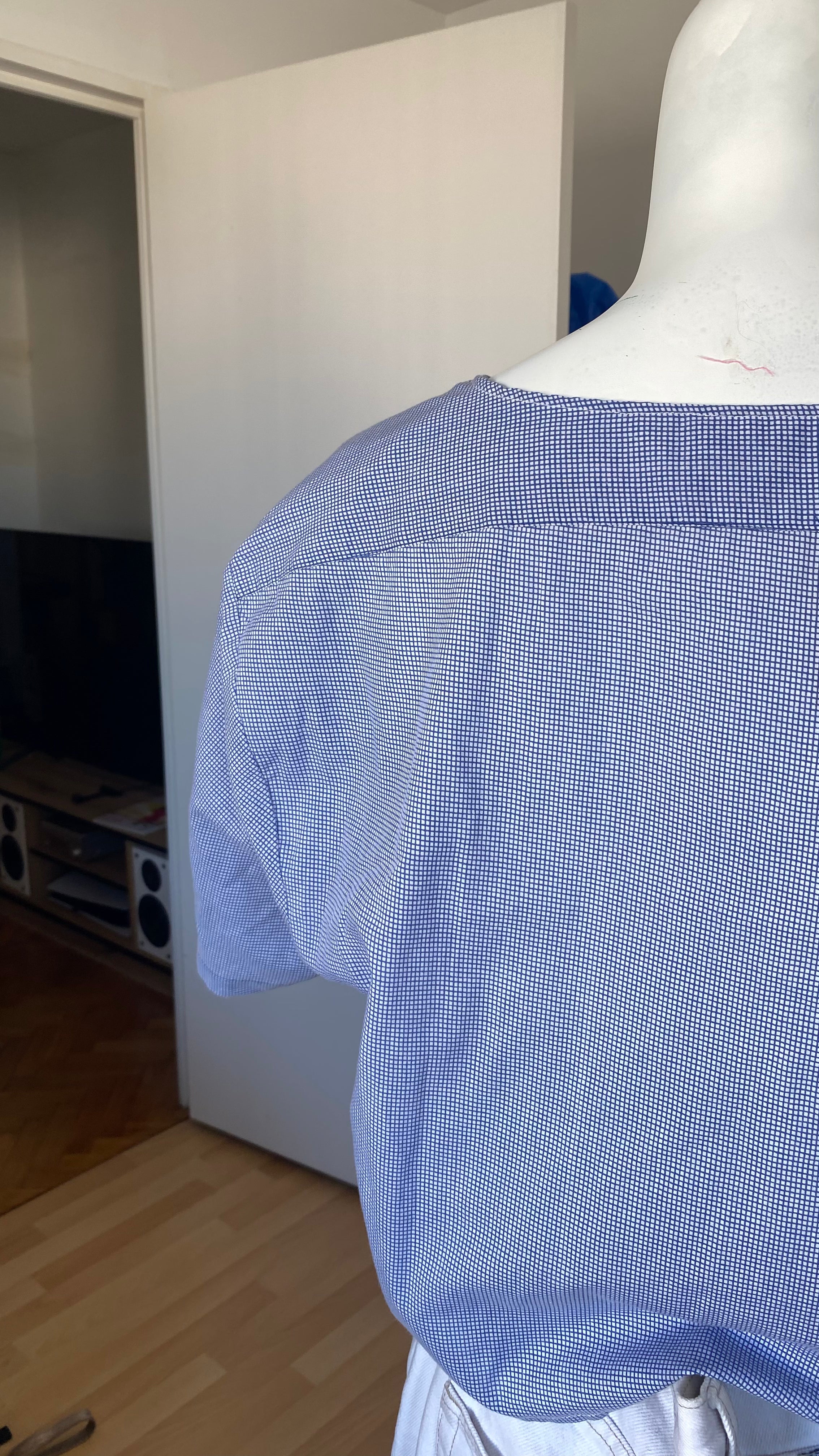 Monarque • T. 36 à 42 • Chemise/top papillon petit vichy bleu