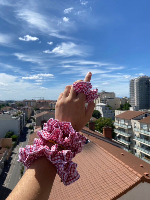 .Scrunchy • T. XS à XL • Chouchou vichy rouge