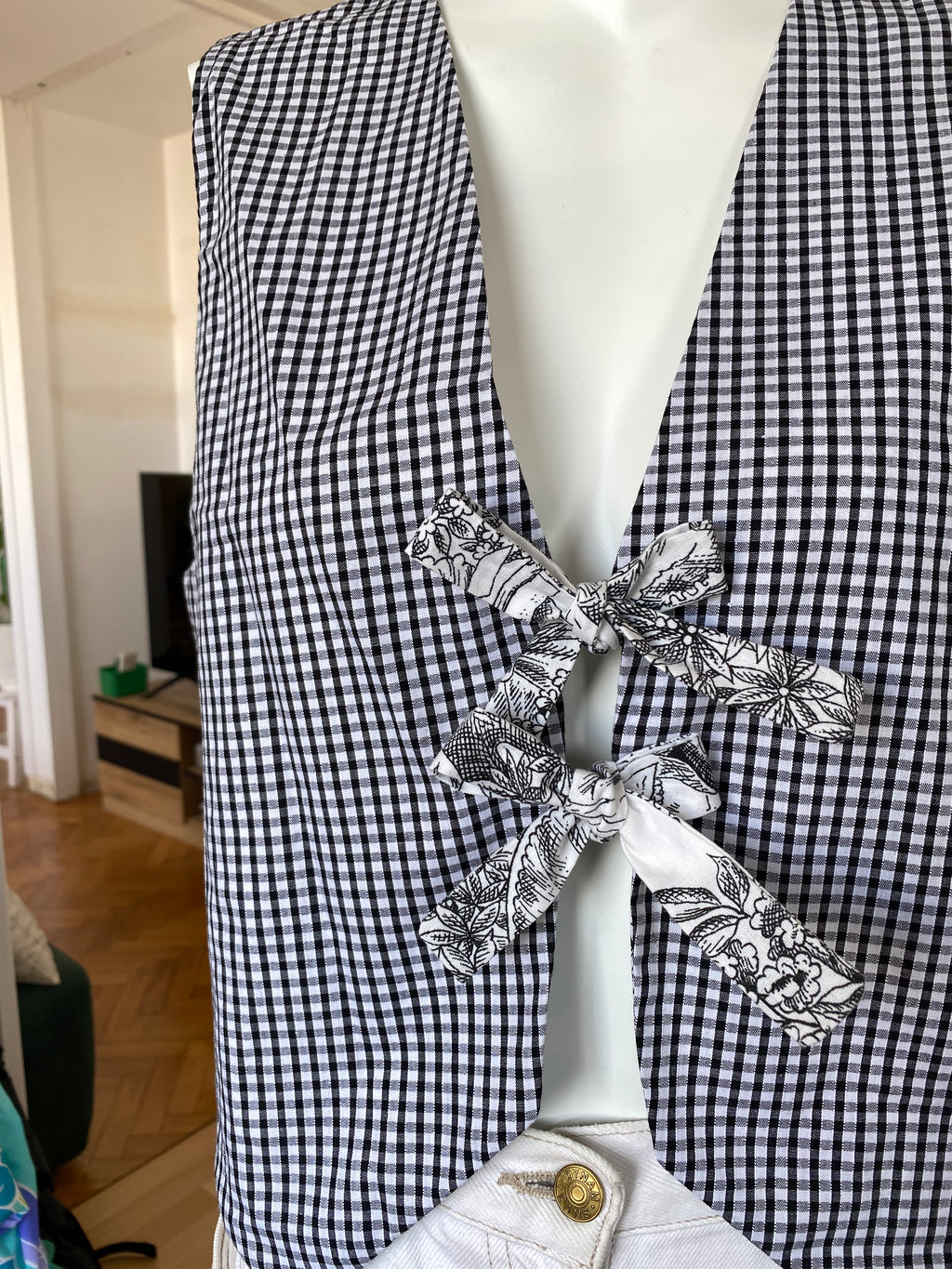 Veston réversible  • Taille unique • Veston motif toile de jouy noire