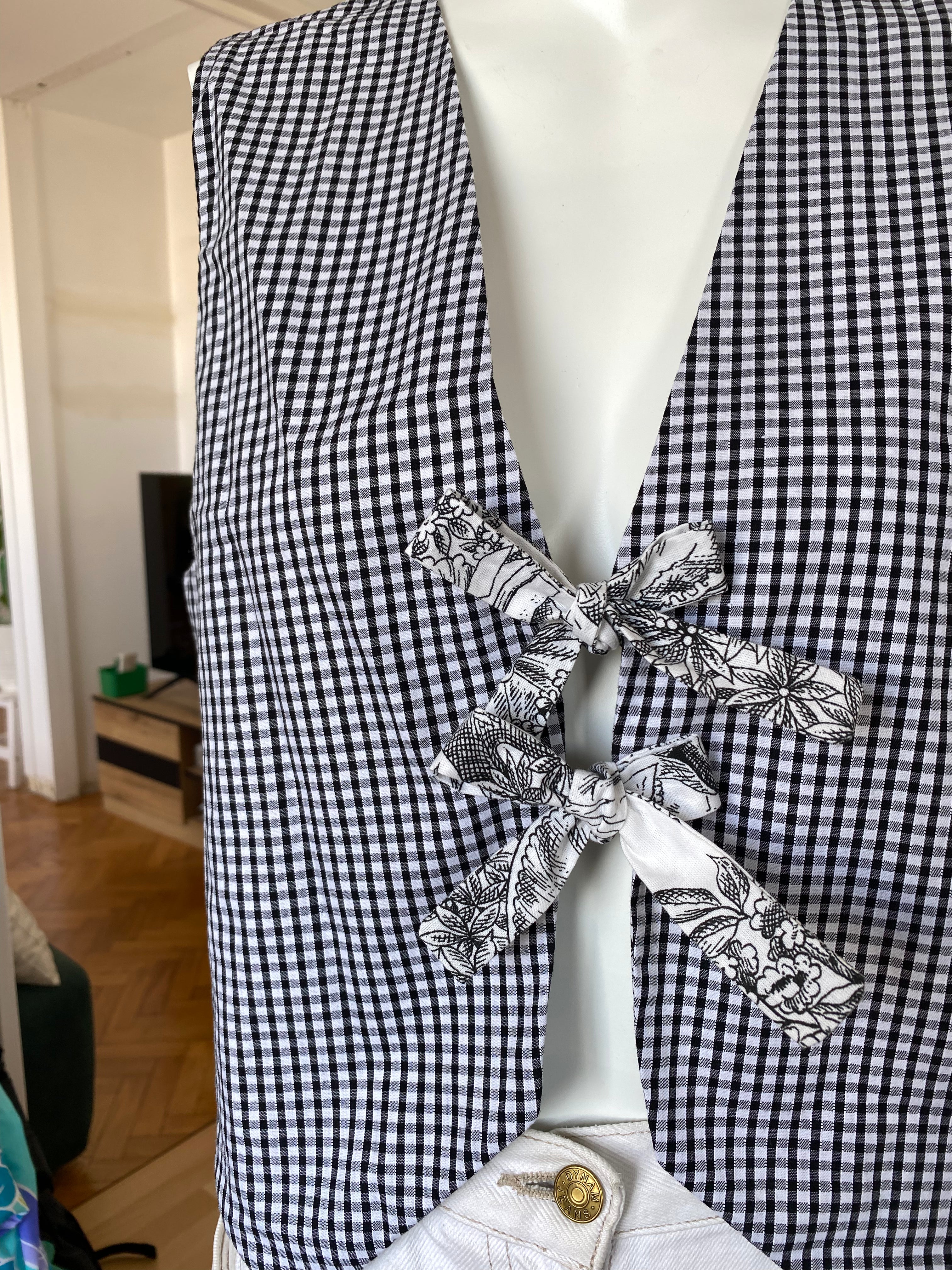 Veston réversible  • Taille unique • Veston motif toile de jouy noire