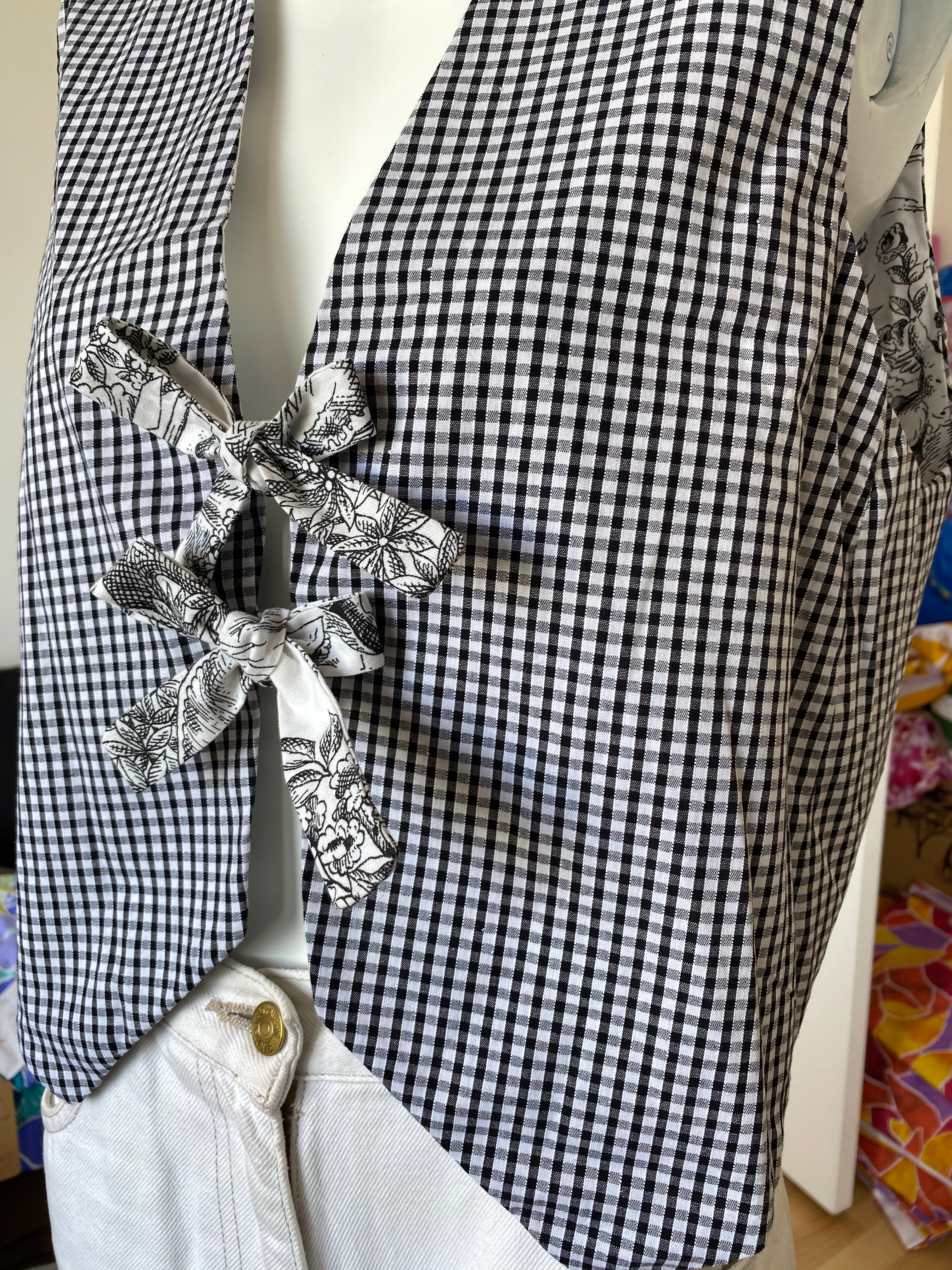 Veston réversible  • Taille unique • Veston motif vichy noir