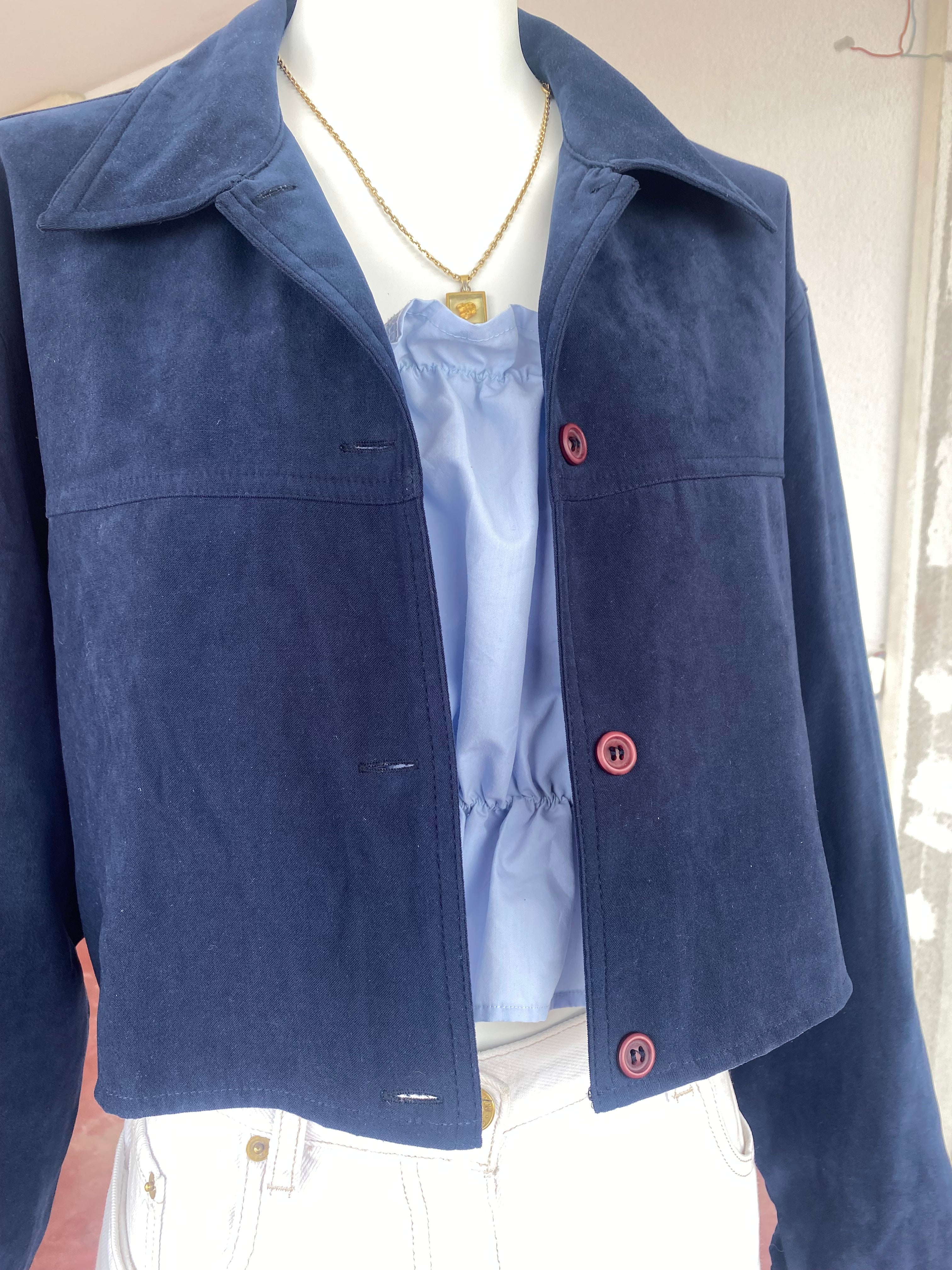 Cropped Jacket • T. 36 à 42 • Surchemise veste courte bleu foncé