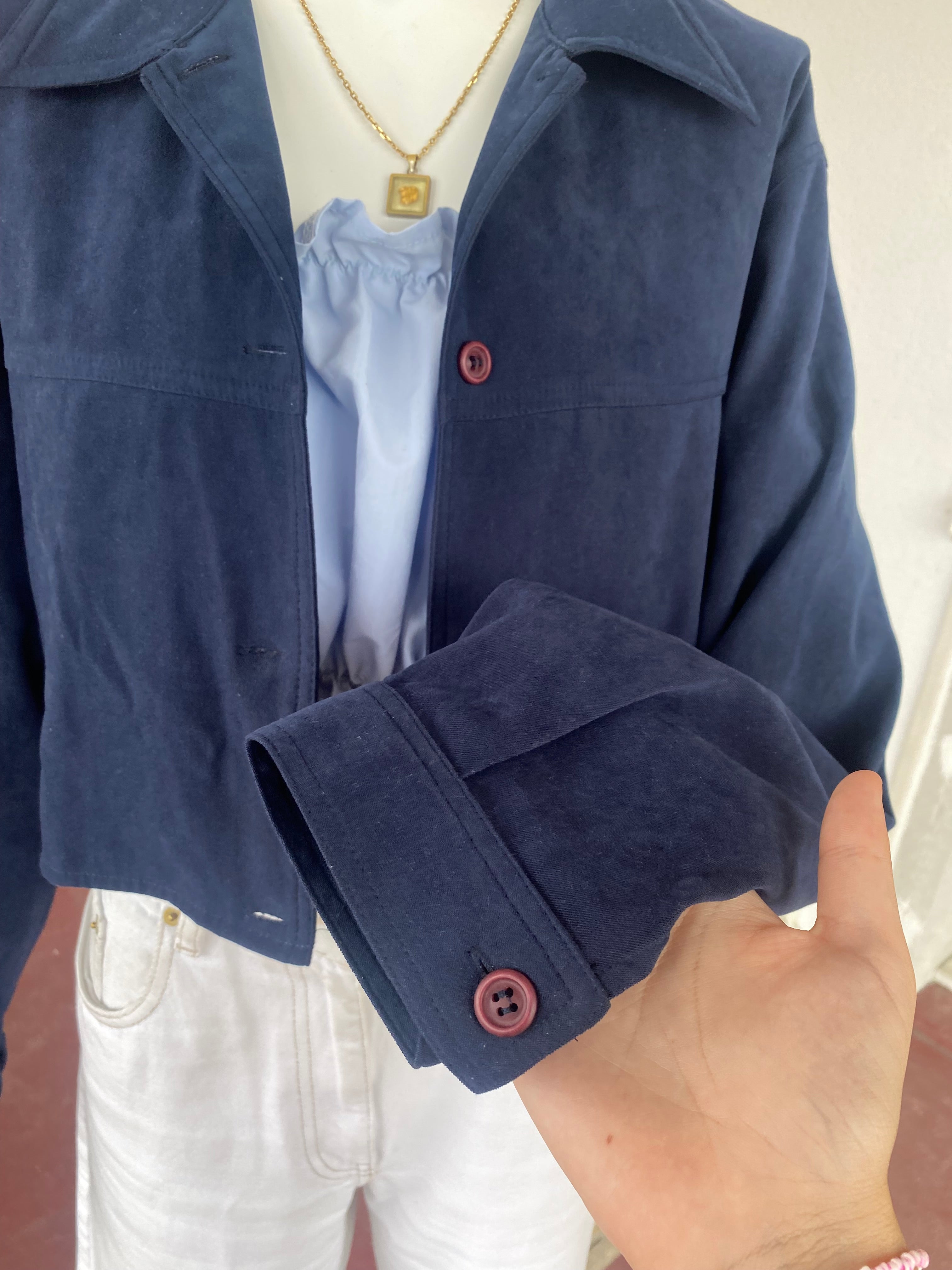 Cropped Jacket • T. 36 à 42 • Surchemise veste courte bleu foncé